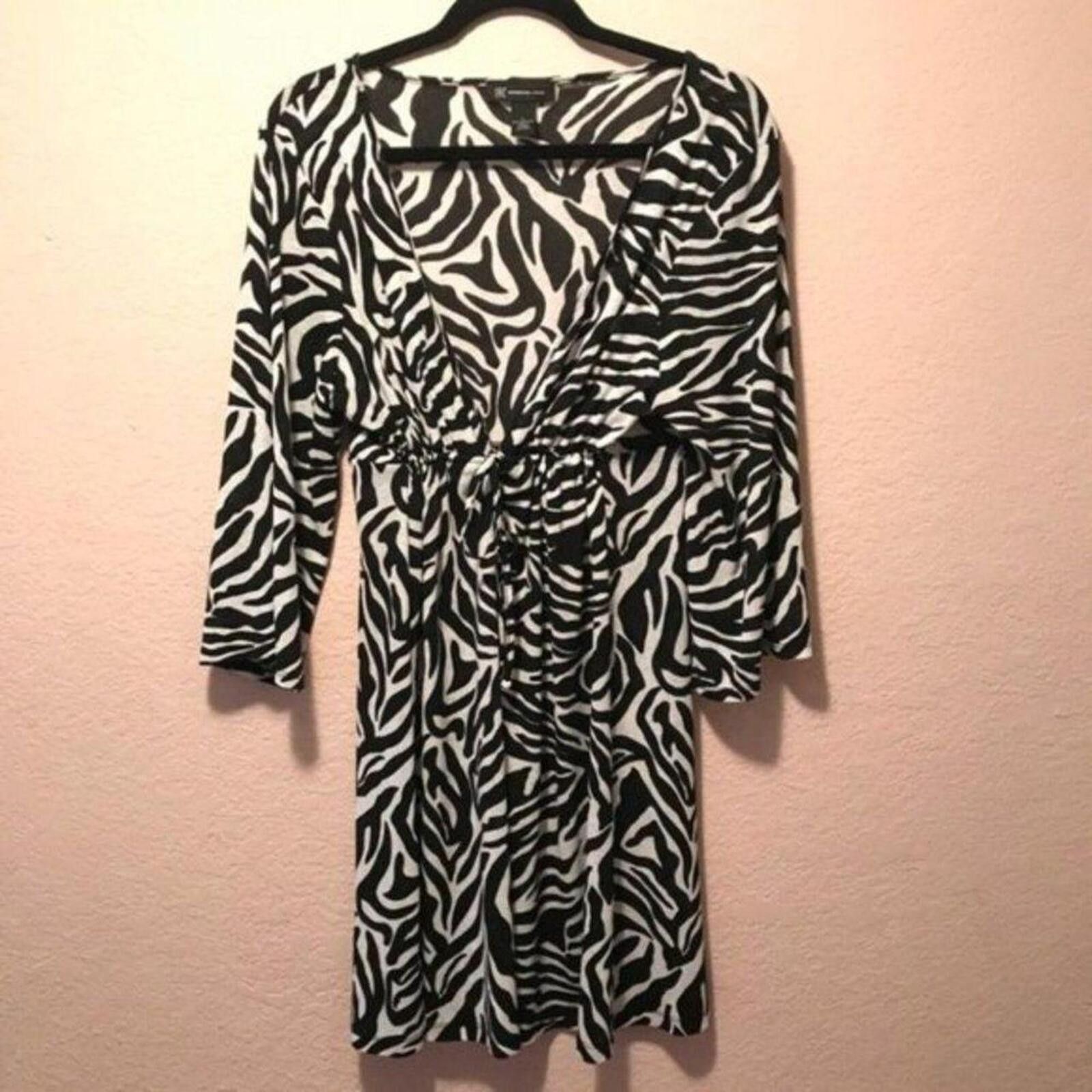 Other Inc Black and White Zebra Print Dress with 3/4 Sleeves Size M / US 6-8 / IT 42-44 - 2 Thumbnail