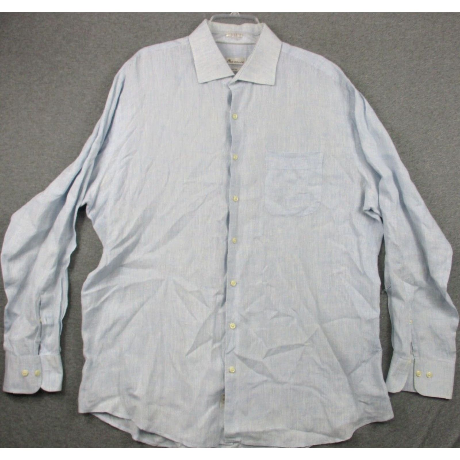 Peter Millar Peter Millar Button-Up Shirt XL Blue Long Sleeve Crown Cool Linen 100% Solid Casual Men’s Shirt XR Size US XL / EU 56 / 4 - 2 Thumbnail