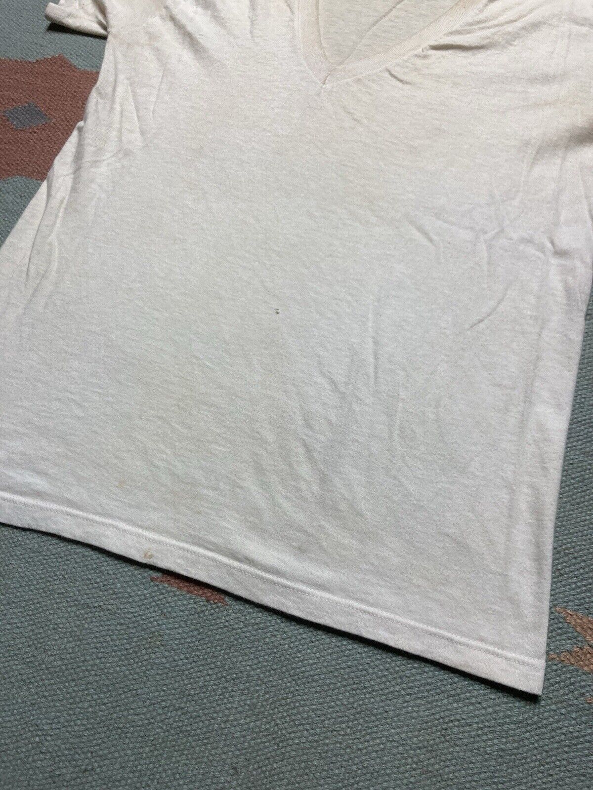 Vintage VTG 70s blank white t shirt v neck cotton thin grunge soft M Size US M / EU 48-50 / 2 - 3 Thumbnail
