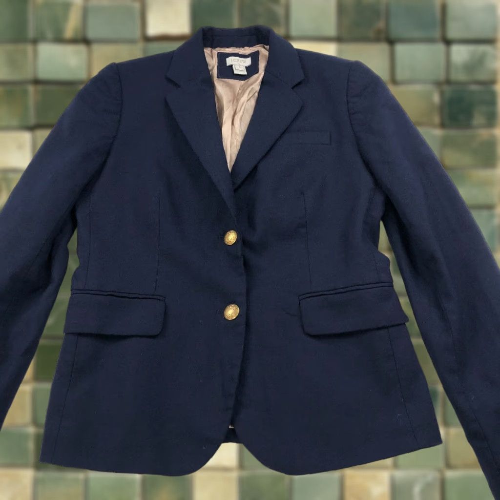 J.Crew J.Crew Blazer Wool Blend Button Blue 4 Keating Mid-Length Wool Blend Lining Polyester Button Closure Women Regular Jacket Coat Blazer retro Vintage No Size S / US 4 / IT 40 - 1 Thumbnail