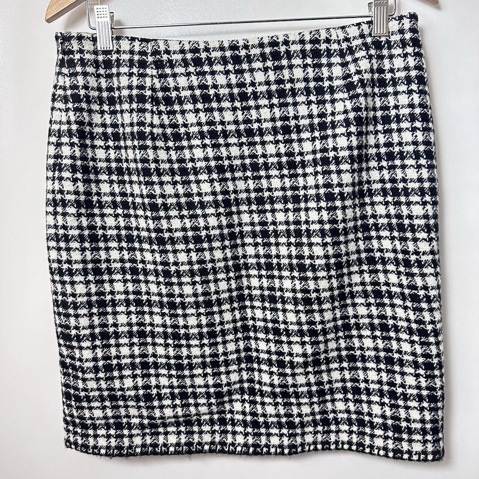 Eddie Bauer Eddie Bauer Skirt Houndstooth Plaid Wool Lined Sophisticated Size 30" / US 8 / IT 44 - 2 Thumbnail