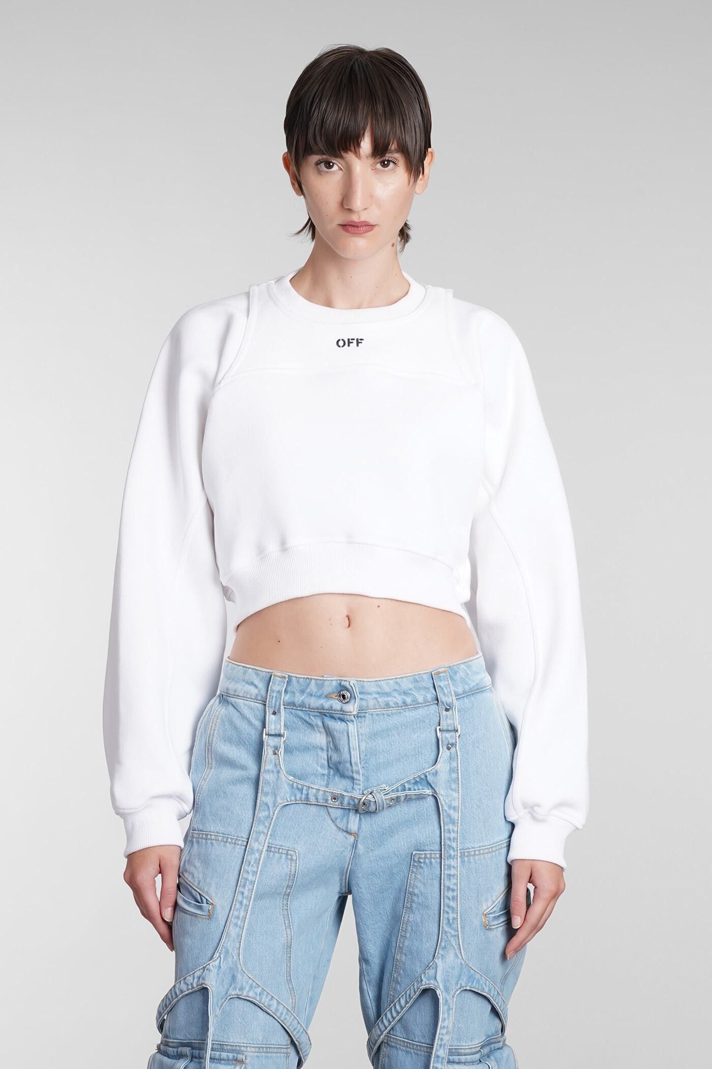 Off-White o1gr1nt0425 Off Stamp Round Crop Crewneck Sweatshirt White Size S / US 4 / IT 40 - 1 Preview