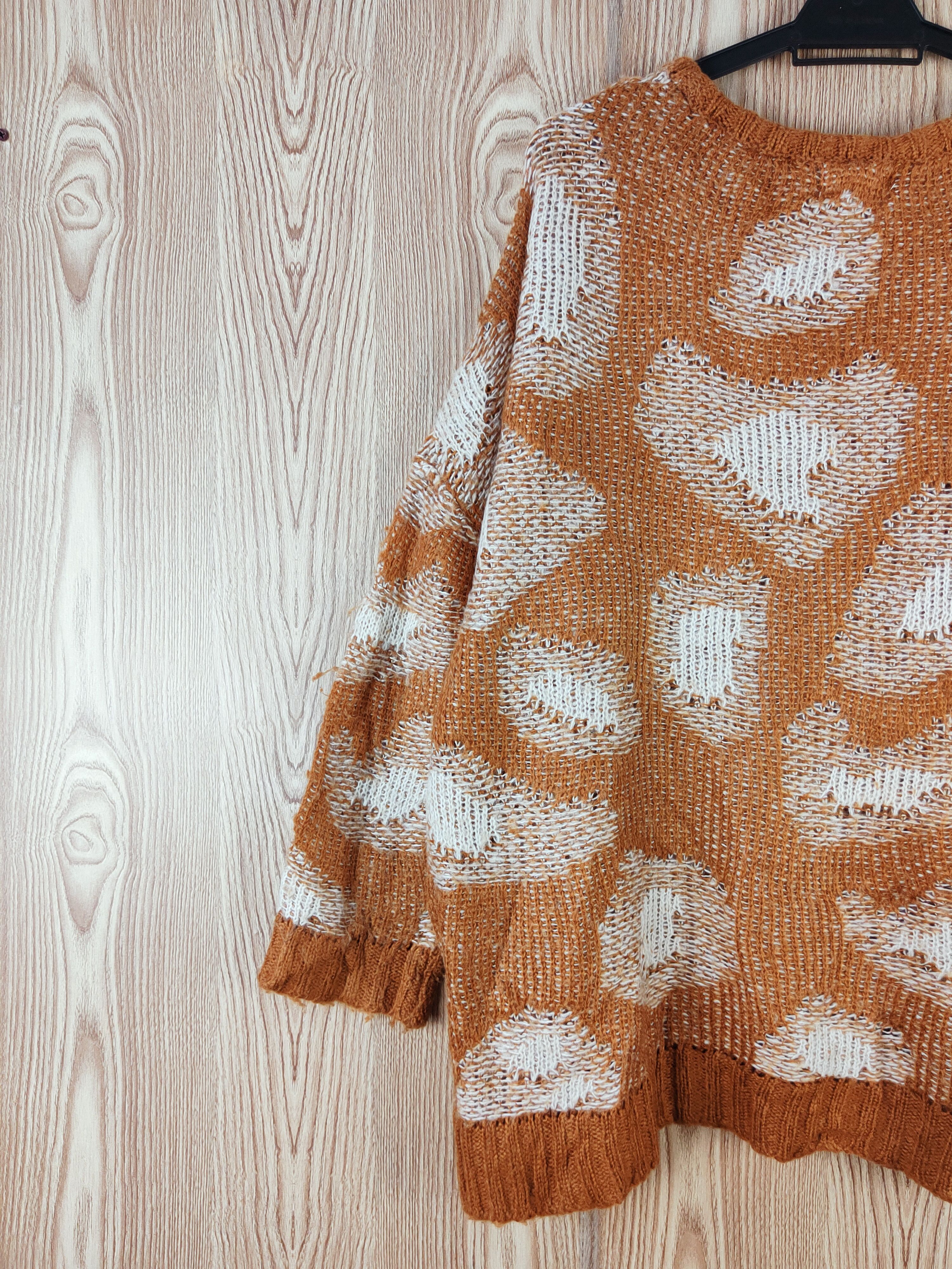 Japanese Brand × Vintage Edition Brown art Knitwear Sweatshirts #W129 Size US XL / EU 56 / 4 - 8 Thumbnail