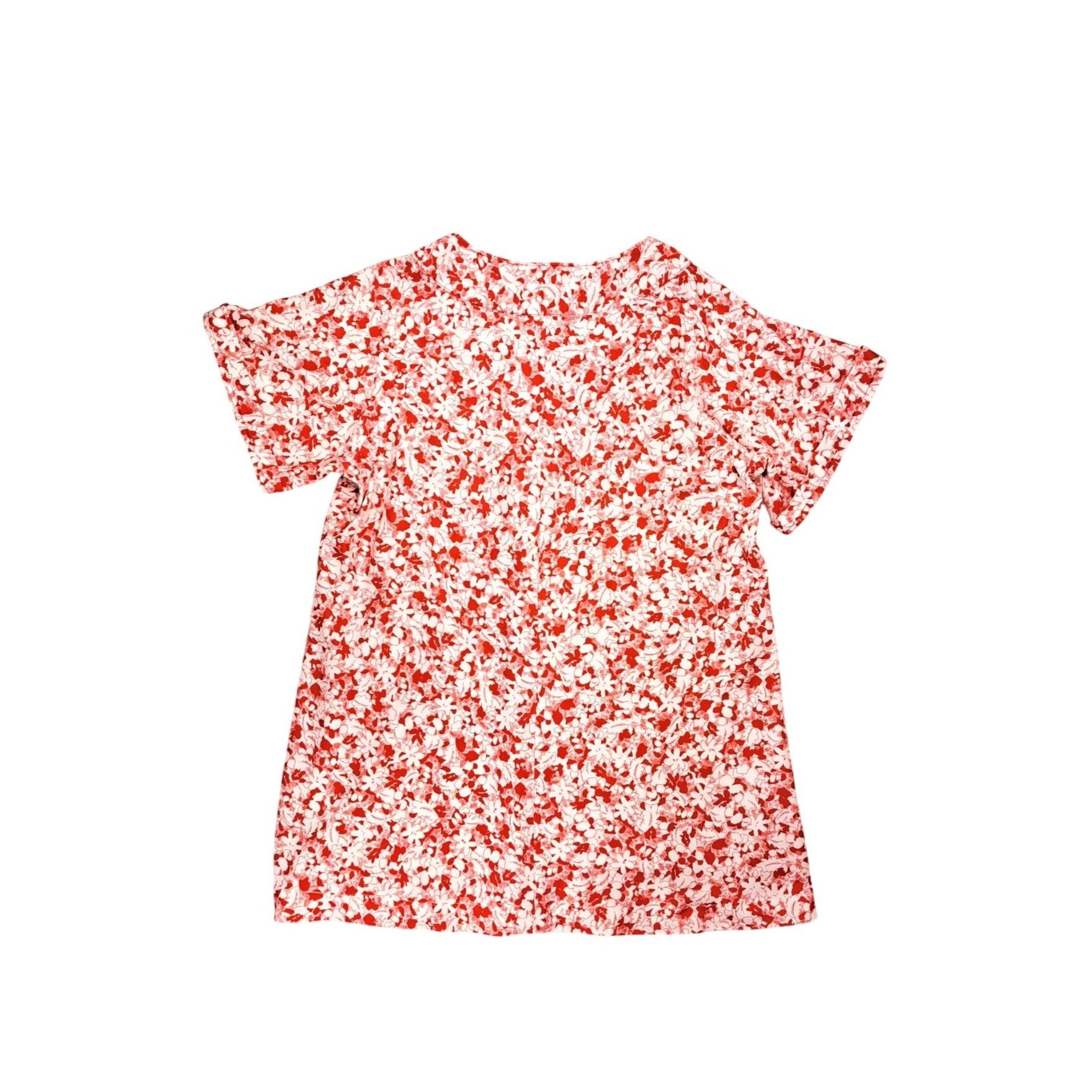 Handmade Vintage Red White Floral Short Sleeve Women Top Handmade 70s Size L / US 10 / IT 46 - 3 Thumbnail