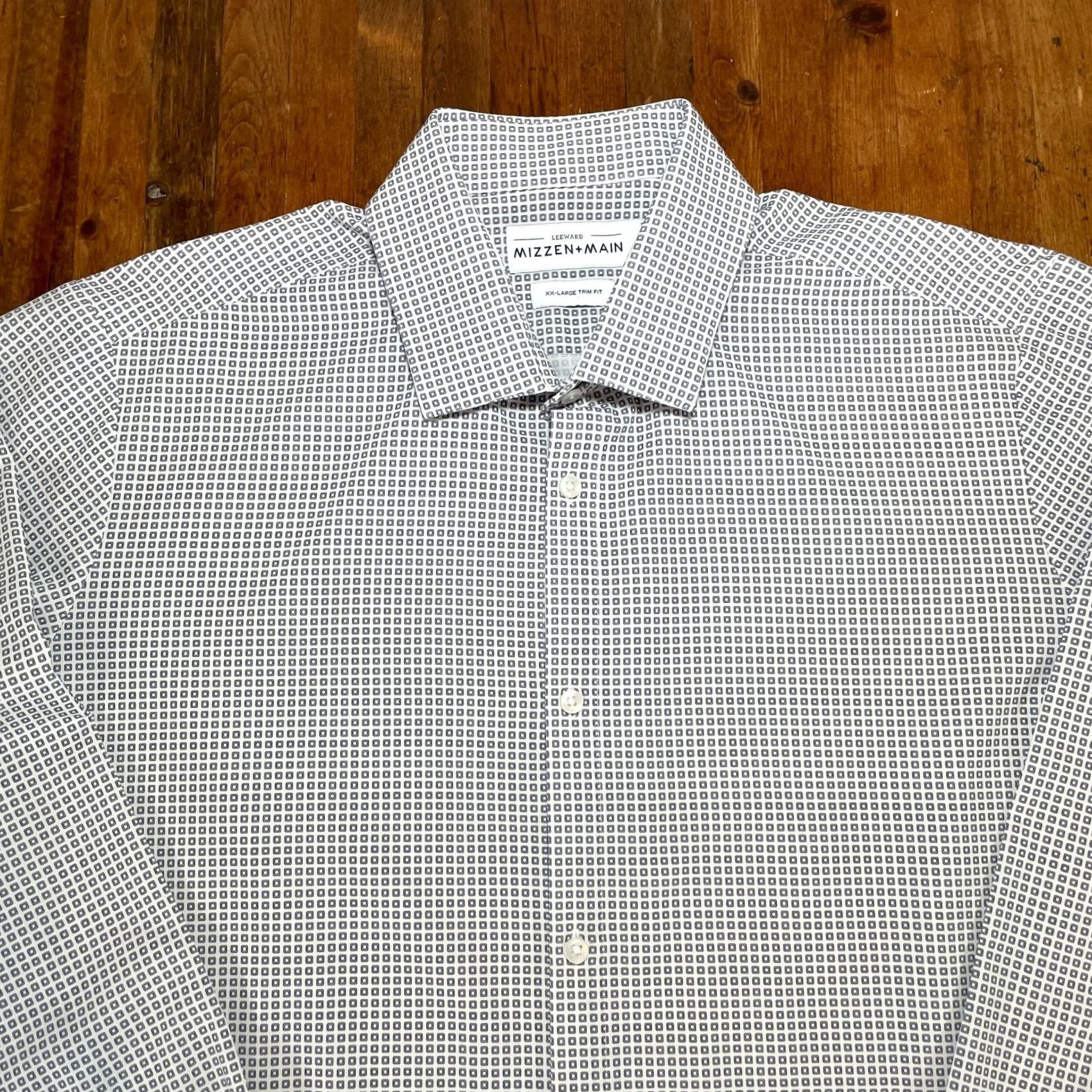 Mizzen+Main Mizzen + Main Shirt Mens 2XL XXL Button Up Stretch White Blue Trim Fit Size US XXL / EU 58 / 5 - 2 Thumbnail