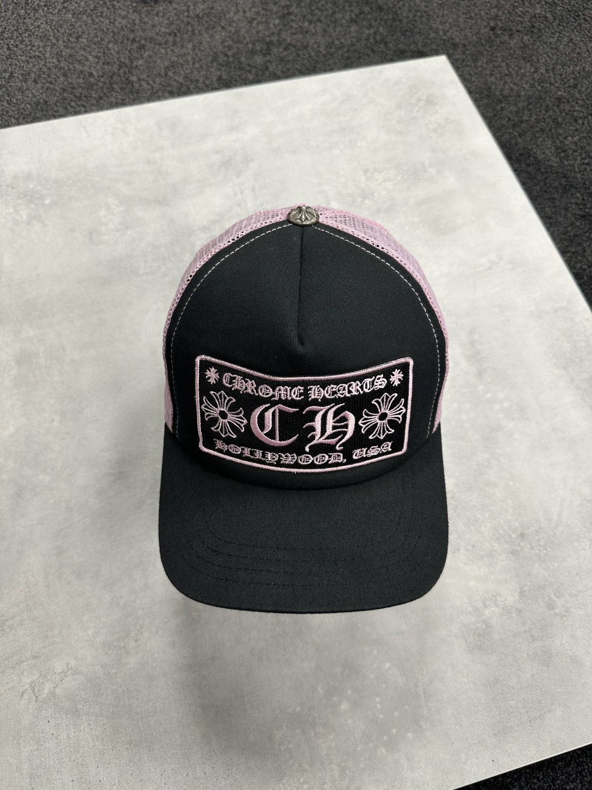 Chrome Hearts CH Hollywood Trucker Cap Black Pink