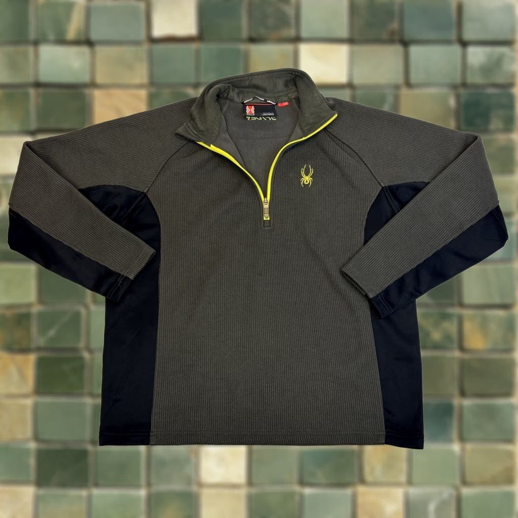 Spyder Spyder Core Quarter Zip Ribbed Fleece Lined Pullover Sweater Men Large Logo Green L Size US L / EU 52-54 / 3 - 1 Thumbnail