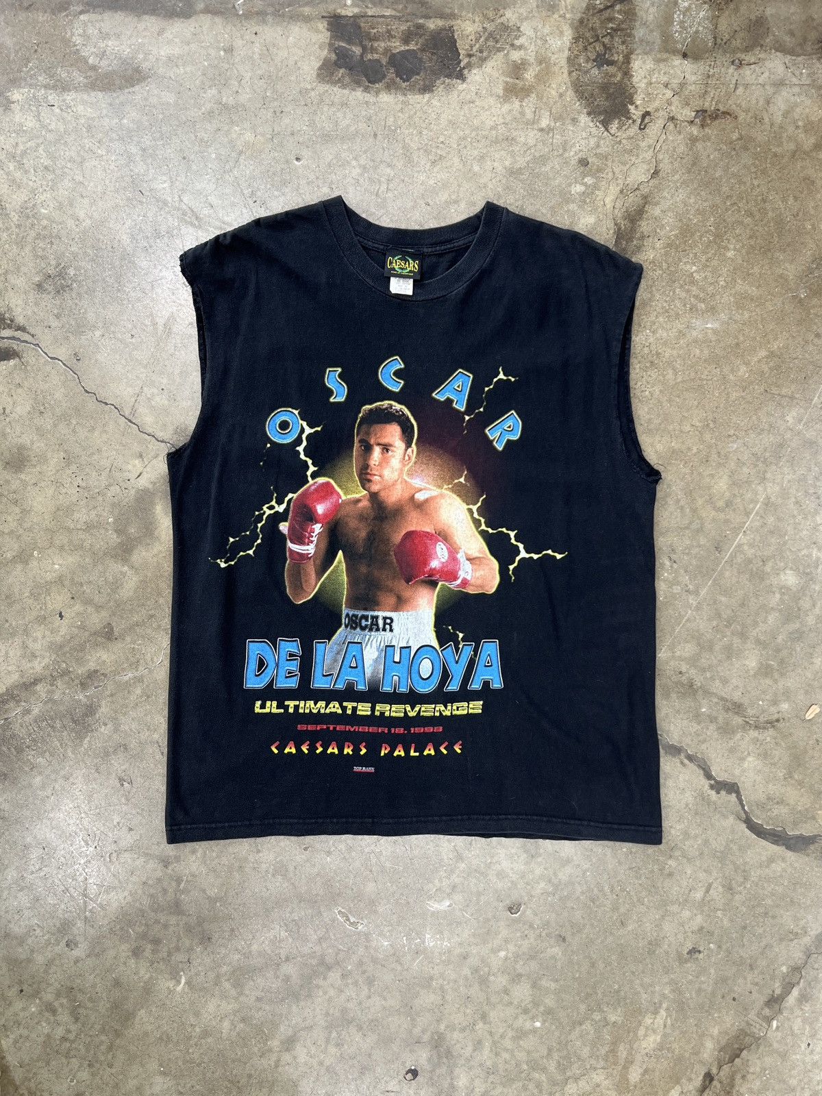 Vintage Vintage 1988 Cutoff Oscar De La Hoya Caesars Boxing Large Size US L / EU 52-54 / 3 - 2 Thumbnail