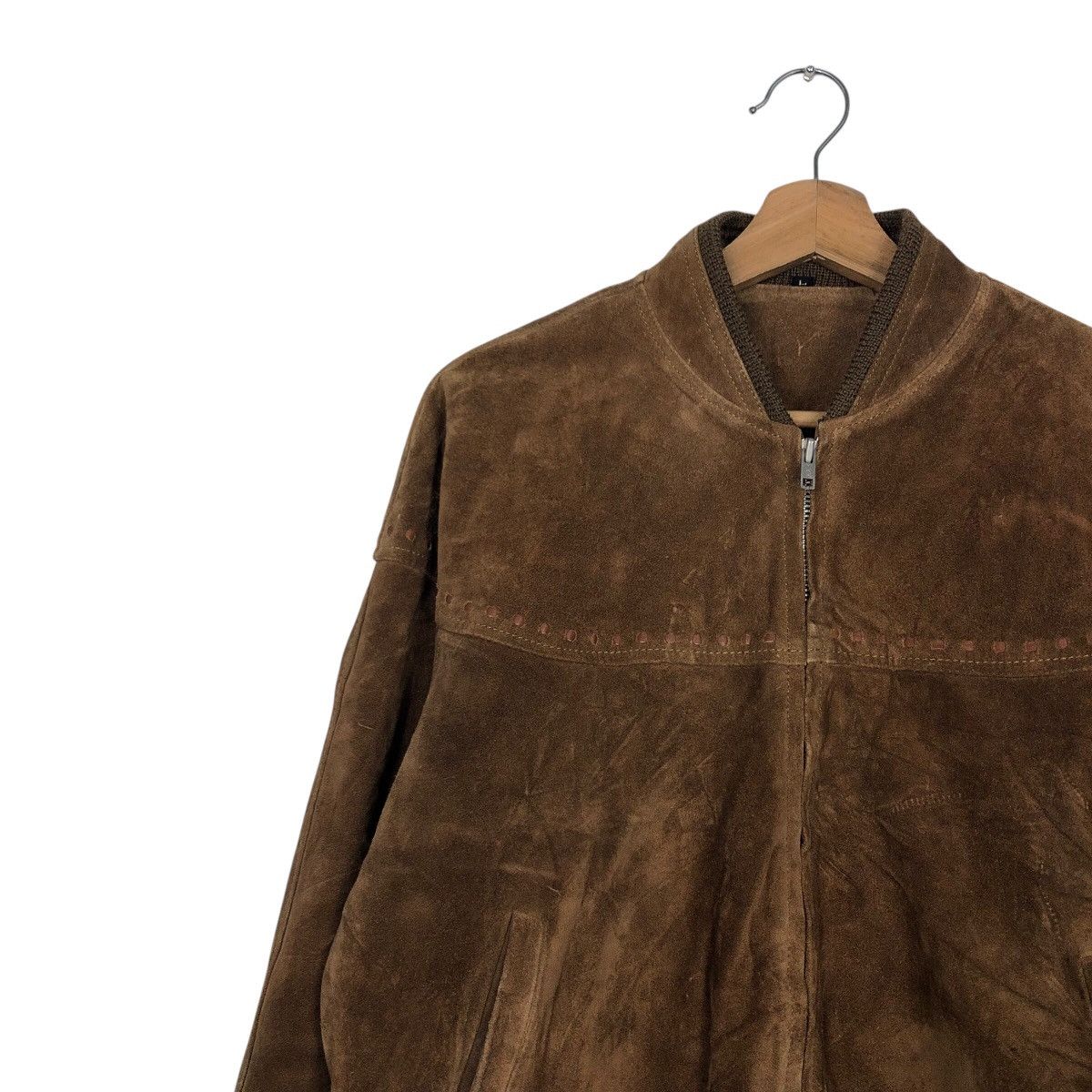 Japanese Brand 90s Suede Genuine Leather MA-1 Style Bomber Issey Miyake Size US L / EU 52-54 / 3 - 8 Thumbnail