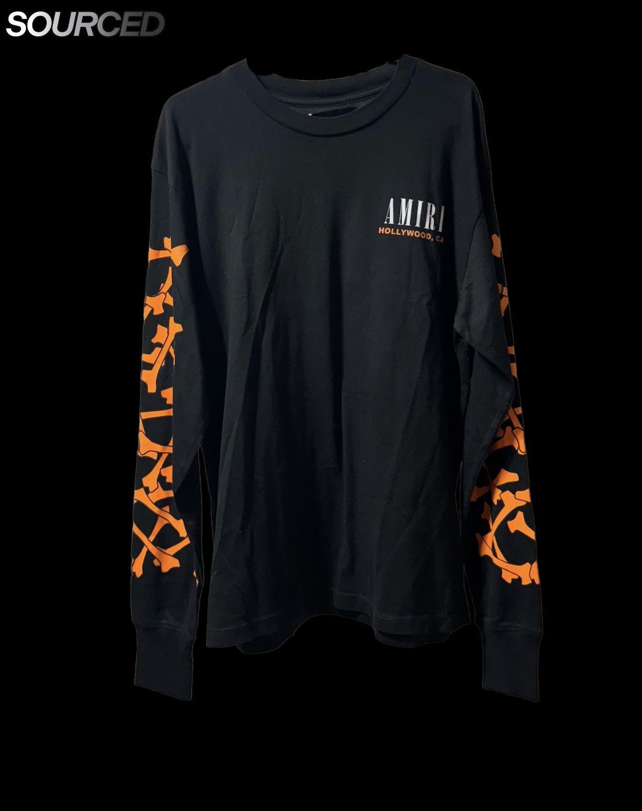 image of Amiri Logo Print Bones Longsleeve T Shirt Black, Men's (Size XS)