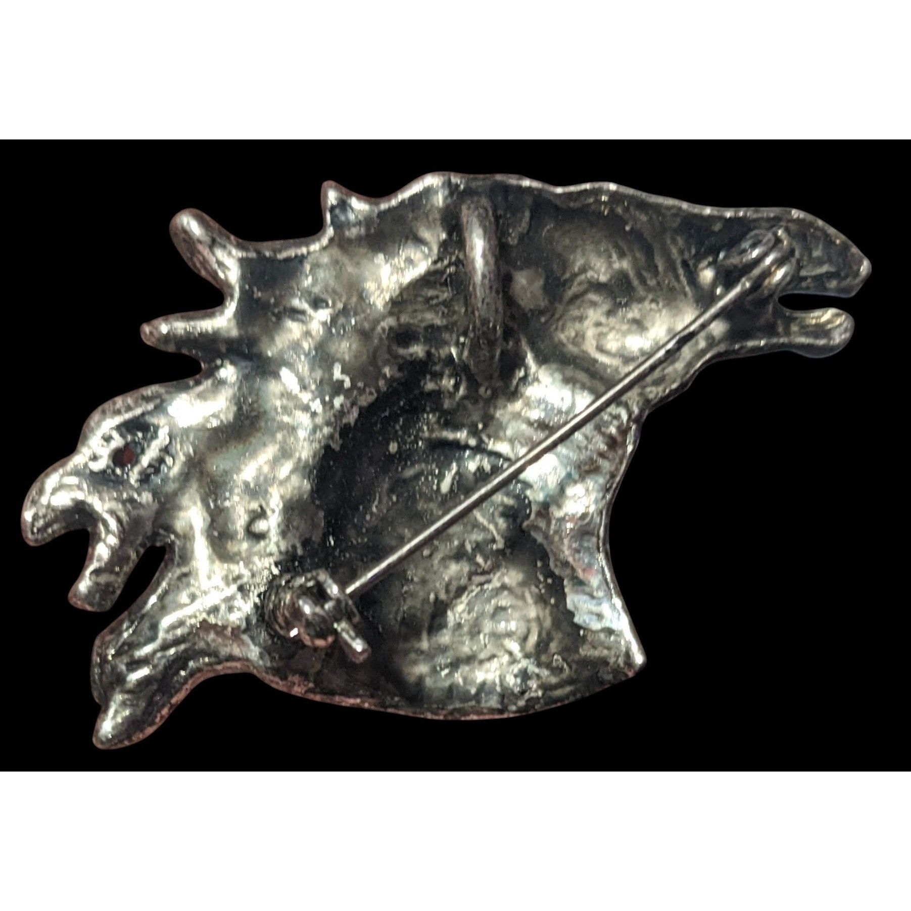 Other Vintage Horse Head Black And Silver Tone Brooch/Pendant Size ONE SIZE - 2 Thumbnail