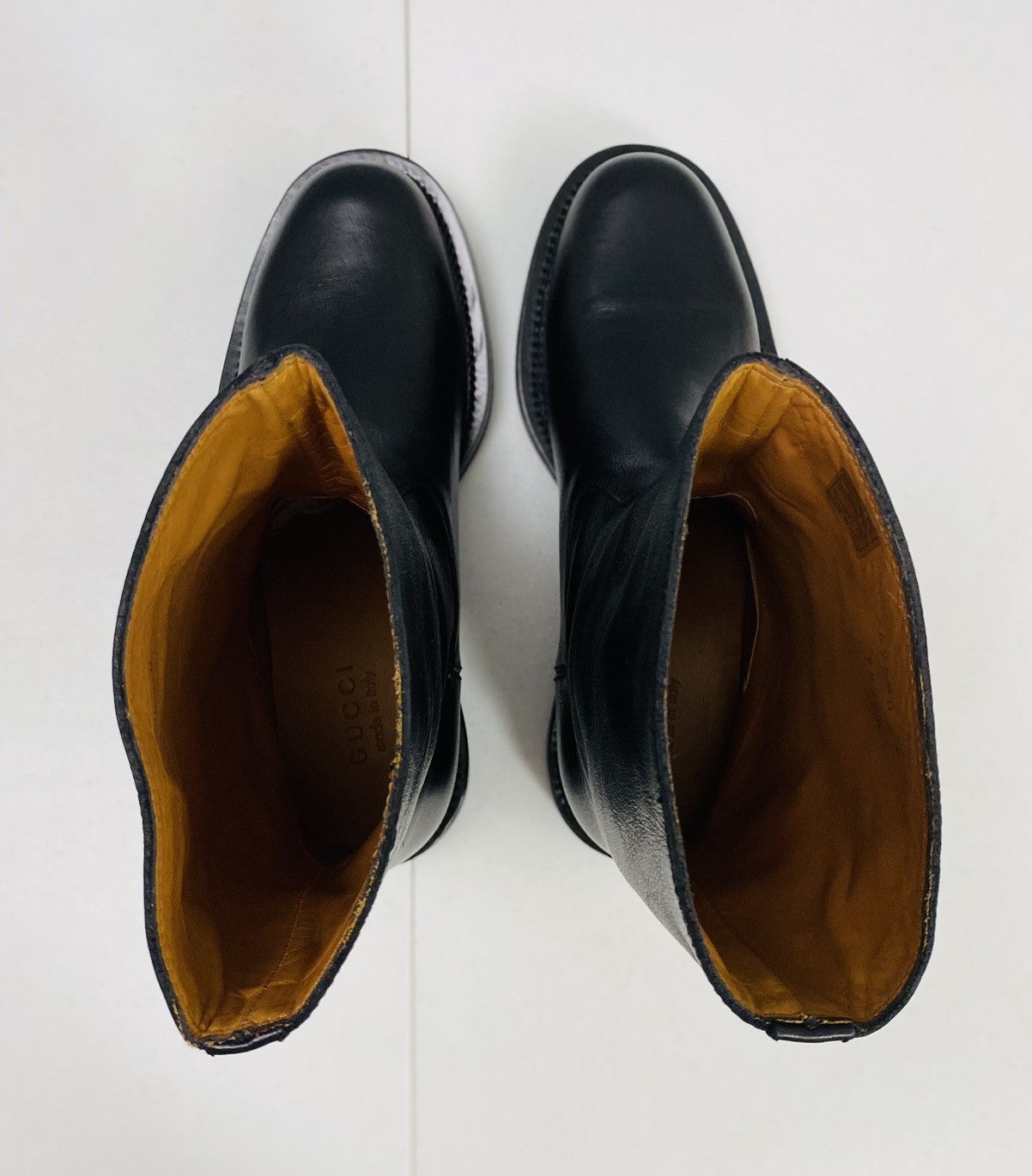Gucci Gucci 🇮🇹 black calf commando sole logo heel ankle boots 9 NEW Size US 9 / EU 42 - 9 Thumbnail
