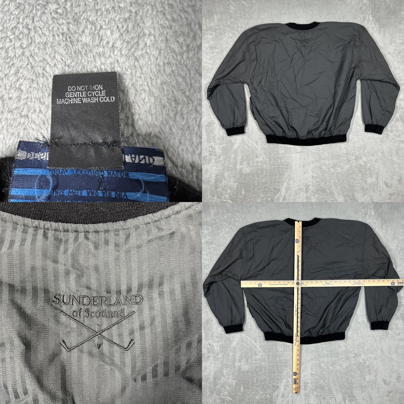 Vintage Sunderlands Mens Classic Pullover Crewneck Sweater Size Large Striped Black Gray Size US L / EU 52-54 / 3 - 8 Thumbnail