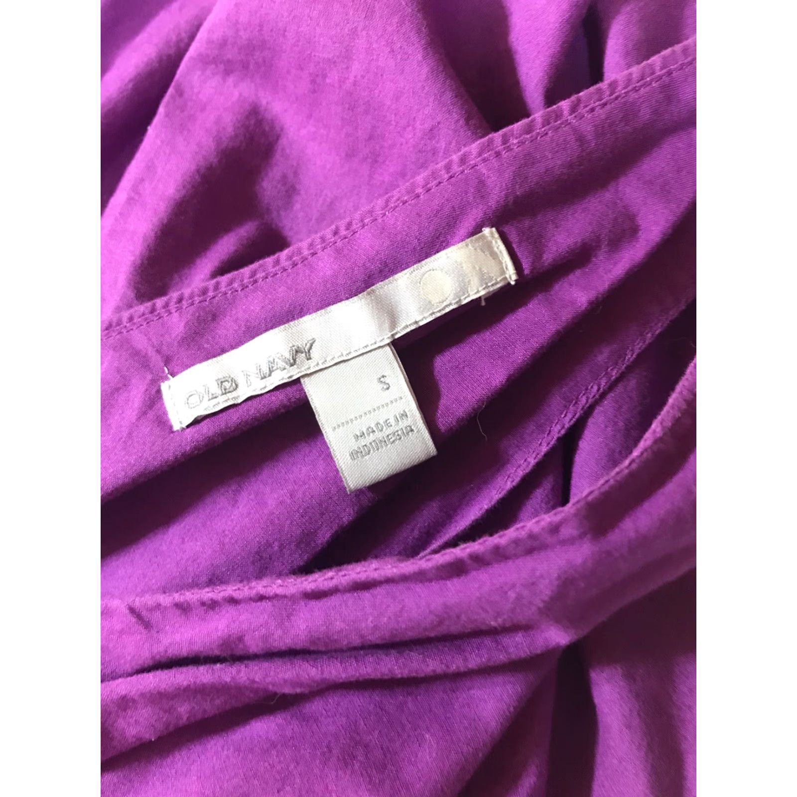 Old Navy Old Navy Deep Purple 100% Cotton Double V-Neck Dress W/Pockets WomensSize Small Size S / US 4 / IT 40 - 3 Thumbnail