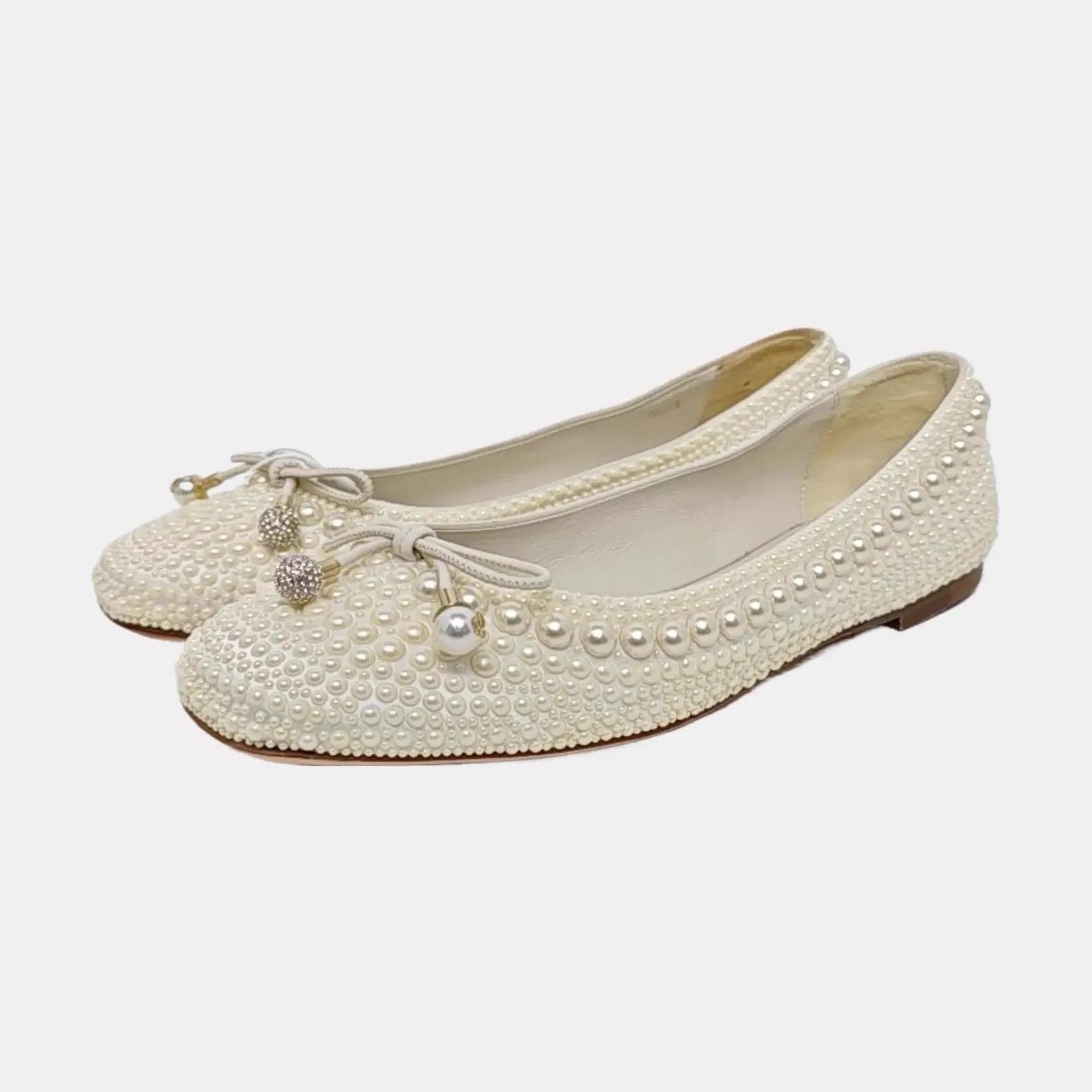 Jimmy Choo Jimmy Choo Square Toe Pearl Flat EU 36.5 Size US 6 / IT 36 - 1 Thumbnail