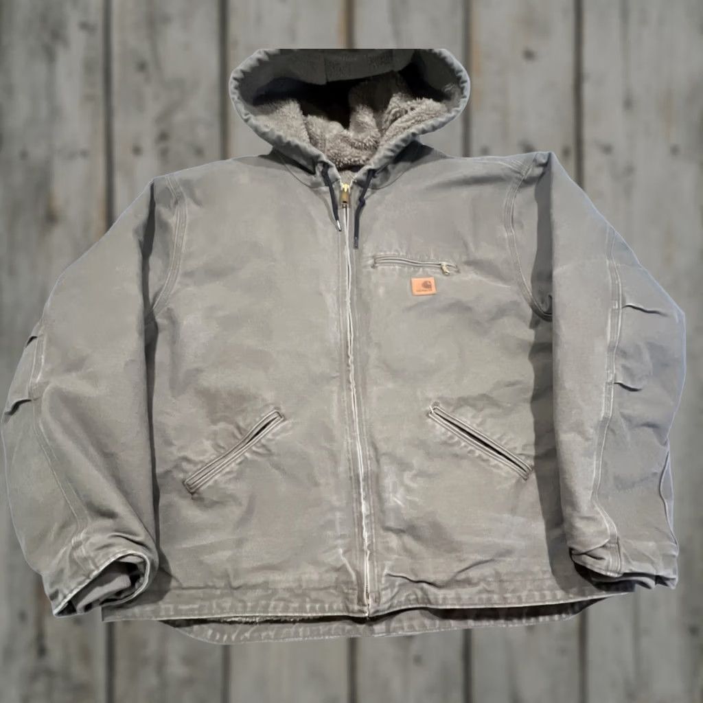 Carhartt VINTAGE Carhartt Jacket Mens 2XL Brown Sherpa Lined Hooded Workwear J141 LBR 90s Grunge Outdoor USA Size US XXL / EU 58 / 5 - 1 Thumbnail