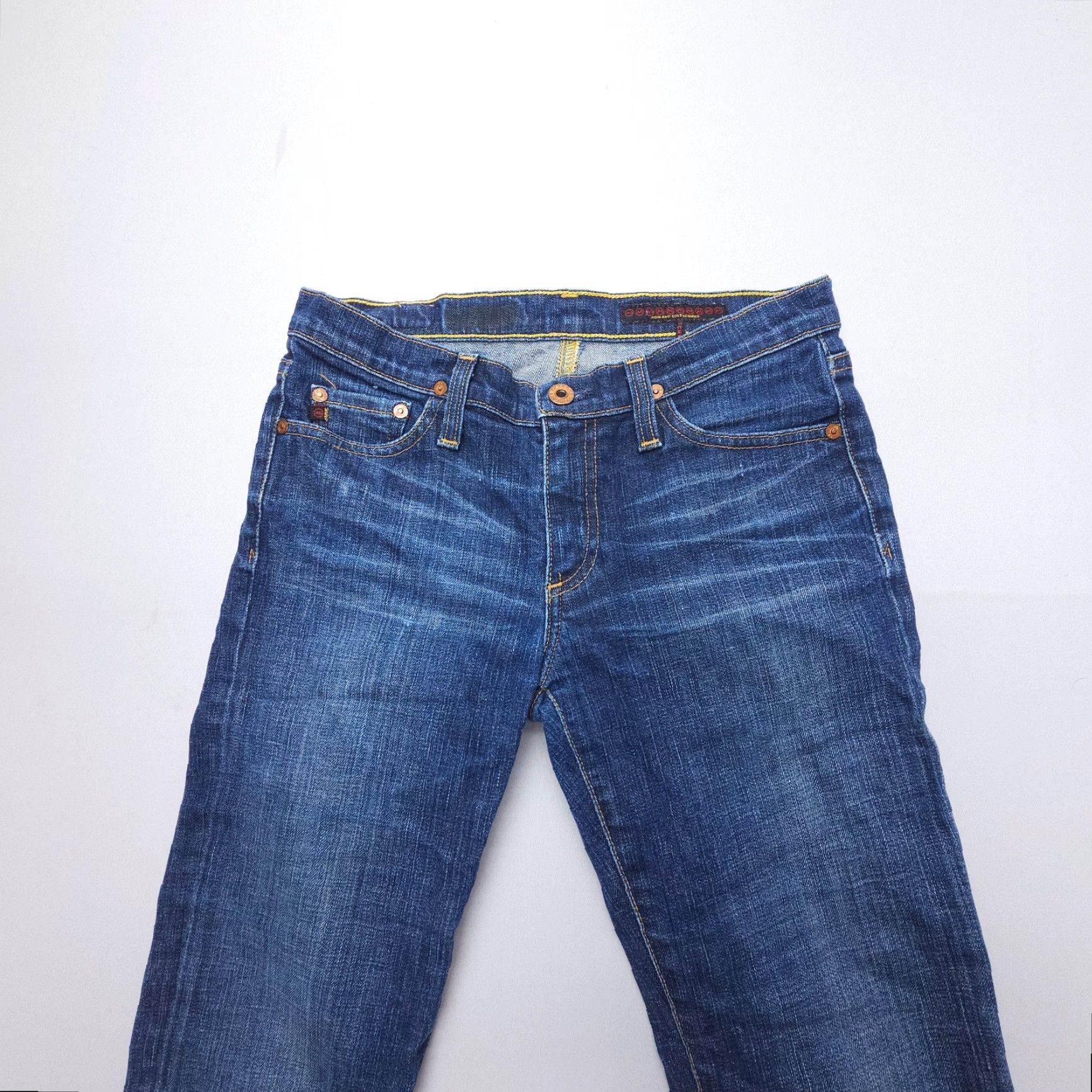 Vintage VINTAGE AG Adriano Goldschmied Jeans Flared Low Rise 27 Dark Wash Blue 27" Inseam Womens Boys? Size 27" / US 4 / IT 40 - 5 Thumbnail