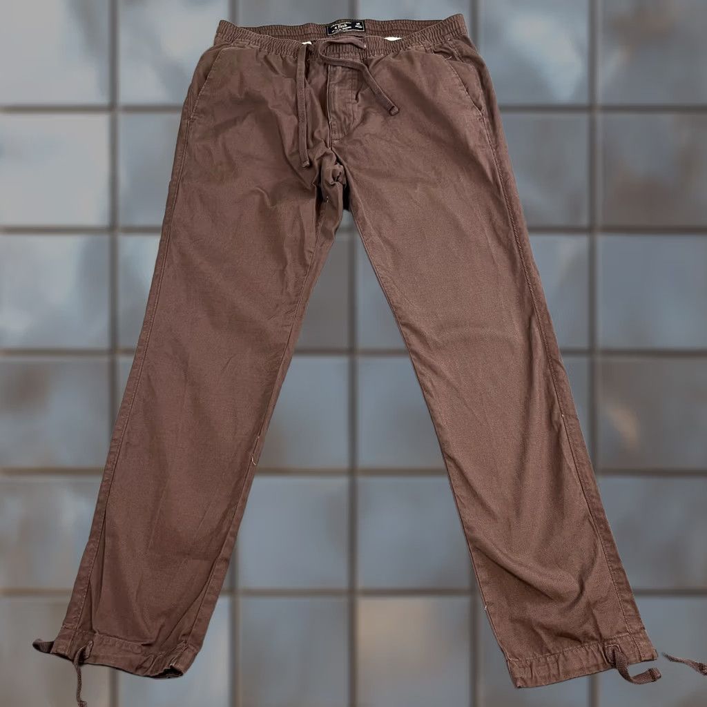 Abercrombie & Fitch Abercrombie & Fitch Chino Trousers Slim Tapered Fit Medium Brown Mens 5-Pocket Design Cotton Pant Casual Workwear Size US 31 - 1 Thumbnail