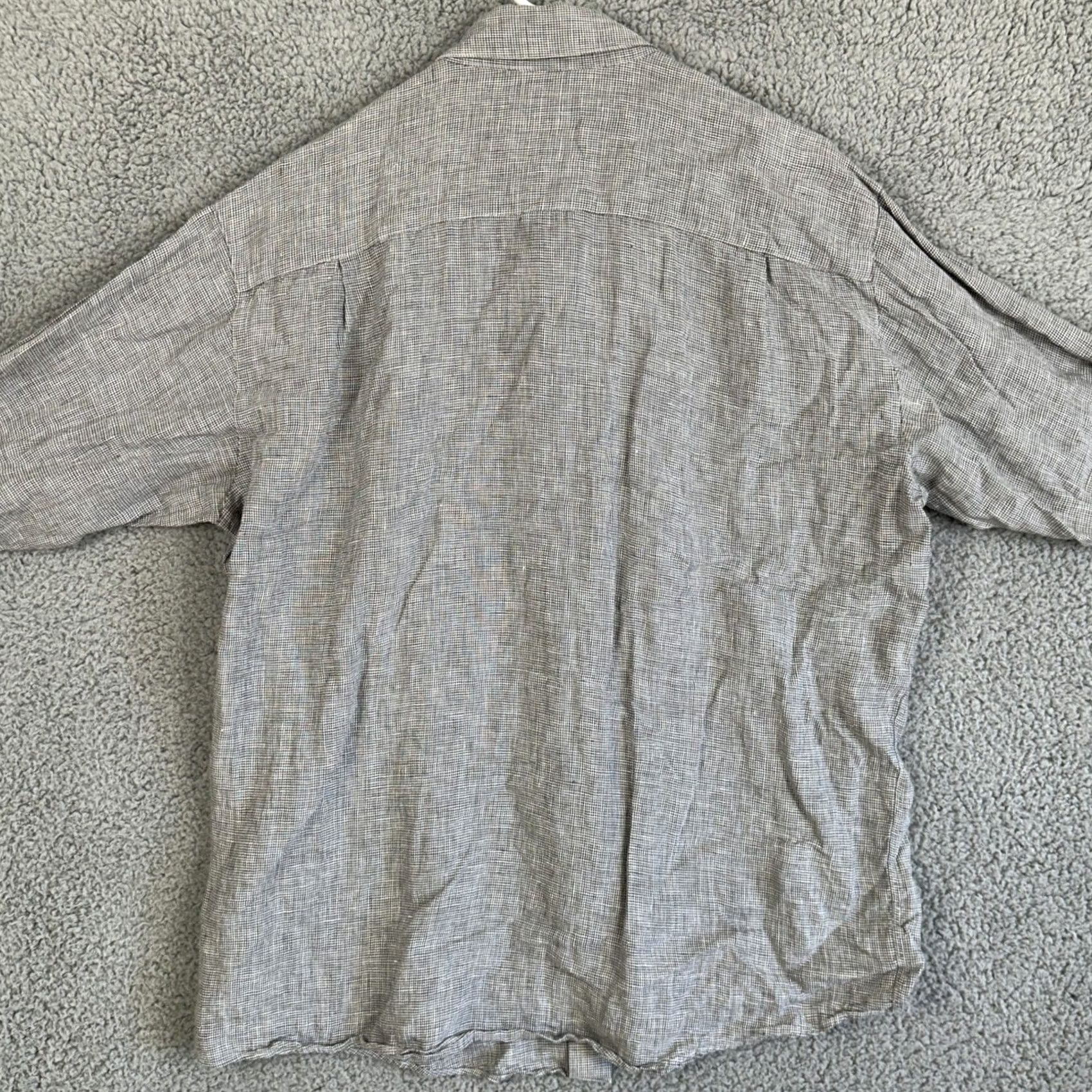 Talbots Talbots 100% Linen Shirt Button Up Mens Medium White Gray Houndstooth Button Up Shirt Mens Medium White Size US M / EU 48-50 / 2 - 2 Thumbnail