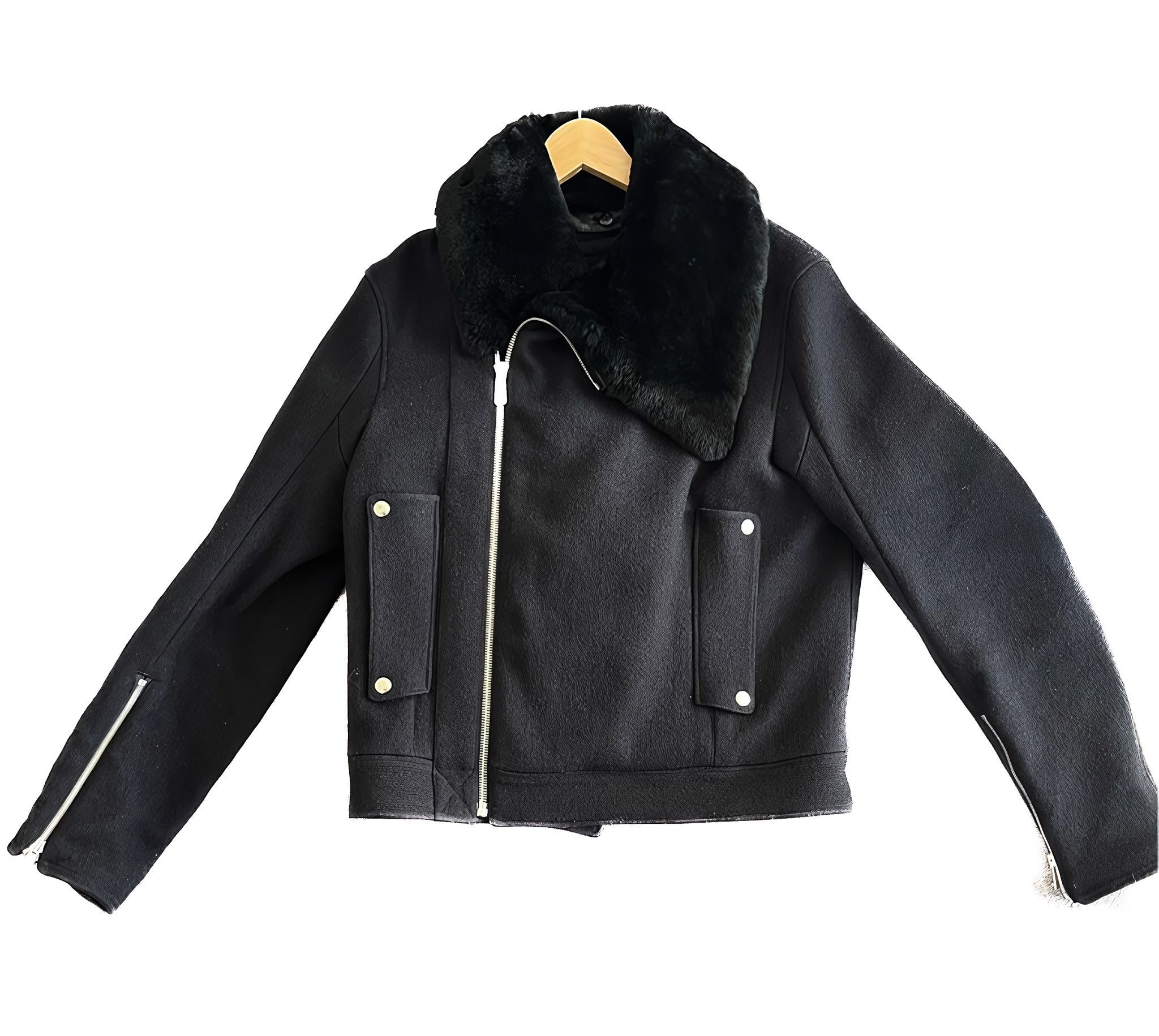 Saint Laurent Paris SHEARLING WOOL BOMBER BIKER JACKET BY TOM FORD Size US M / EU 48-50 / 2 - 1 Thumbnail