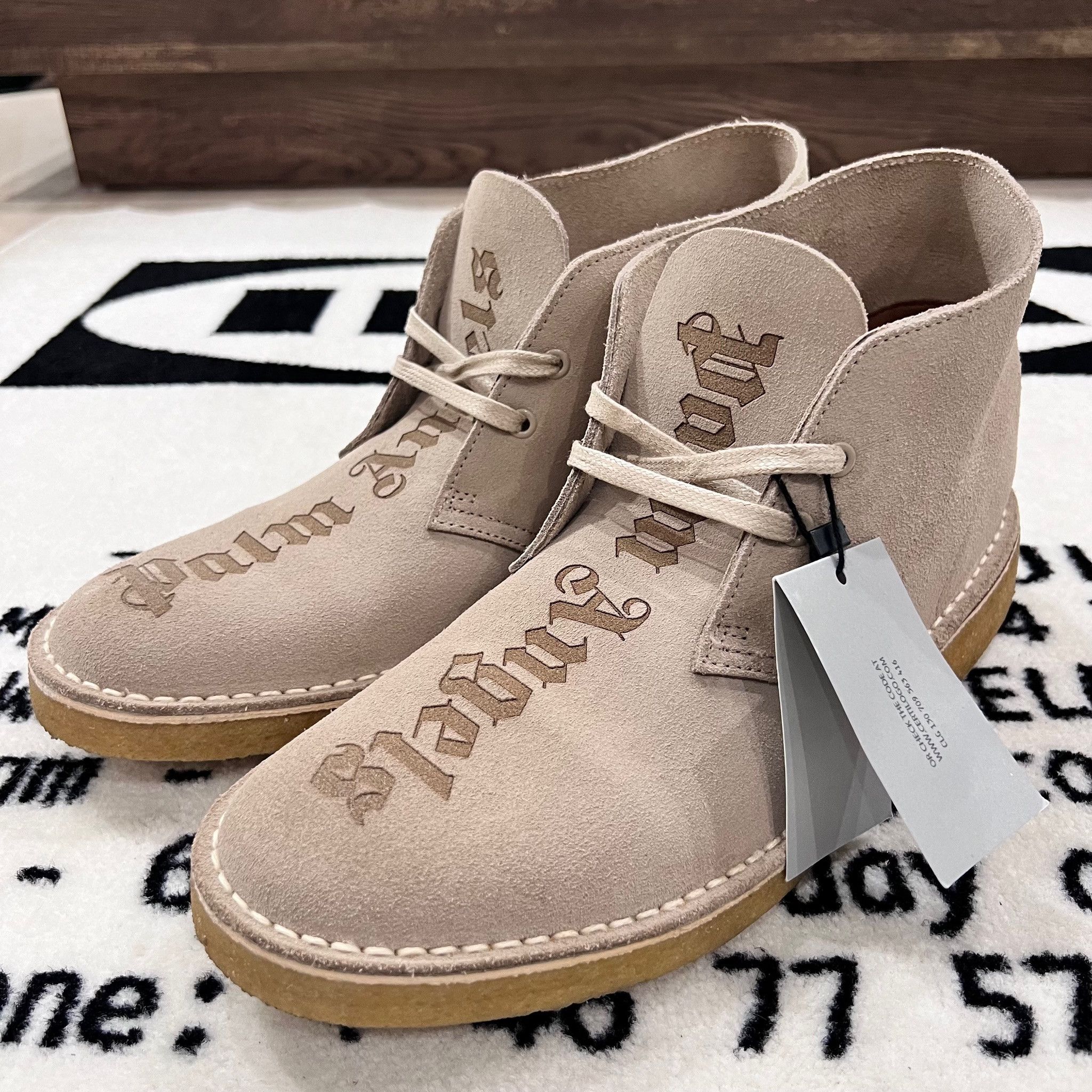 image of Clarks X Palm Angels Tan Desert Ankle Suede / Nubuck Boots in Tan Cream, Men's (Size 9)