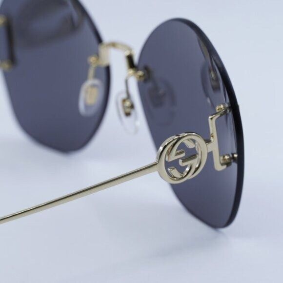 Gucci Gucci GG1203S 002 Sunglasses Gold Round Frame, Grey Lenses Size ONE SIZE - 6 Thumbnail