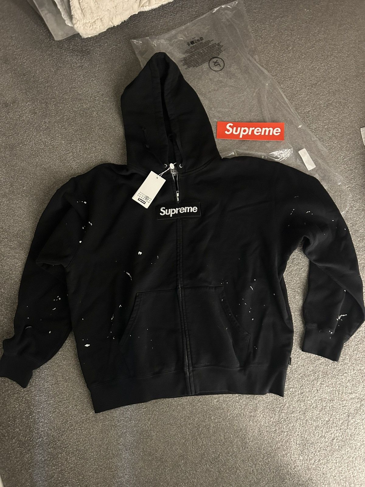 Supreme MM6 black logo zip up