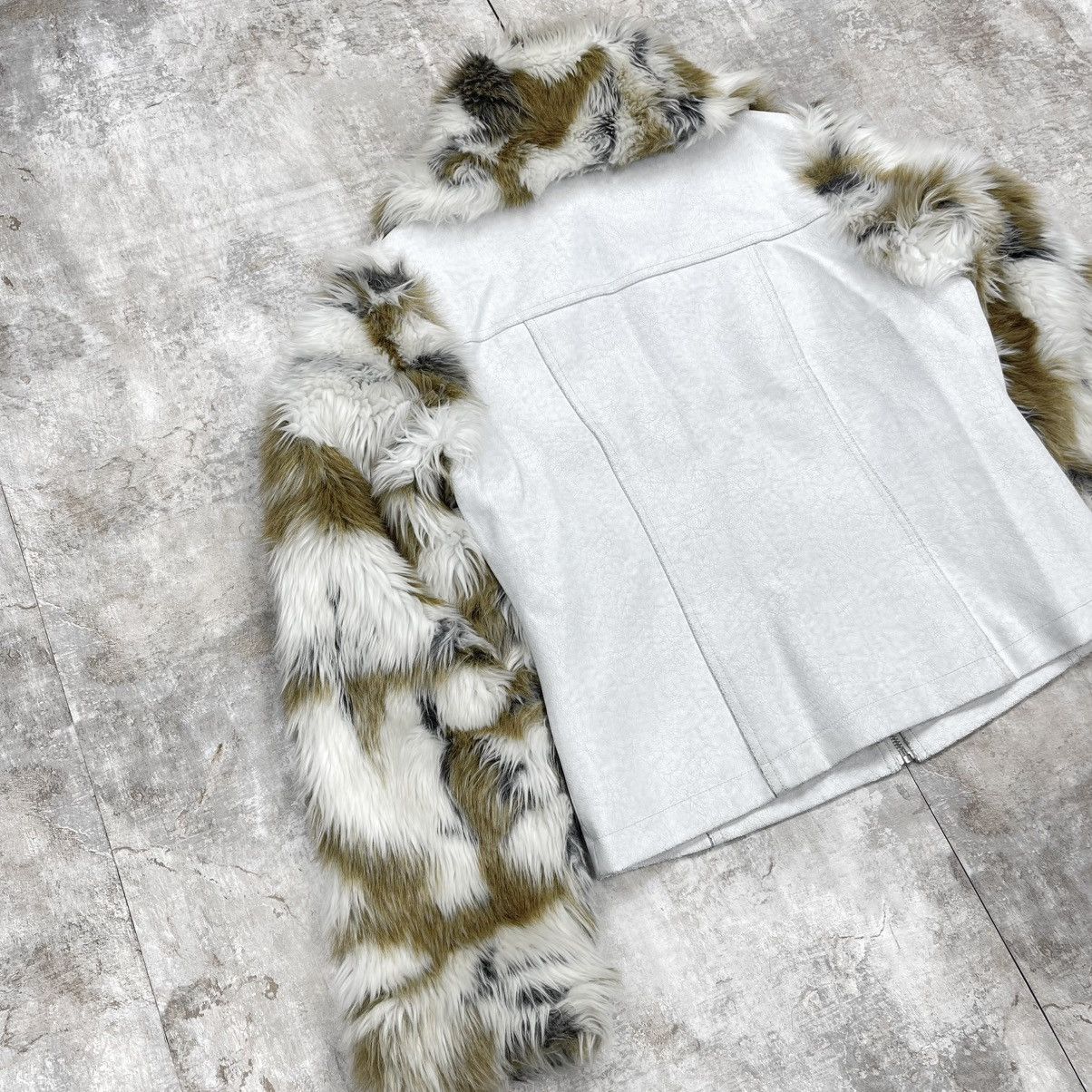 Japanese Brand Y2K WHITE PAINTED LEATHER + FAUX FUR JACKET ARCHIVE Size US XS / EU 42 / 0 - 7 Thumbnail