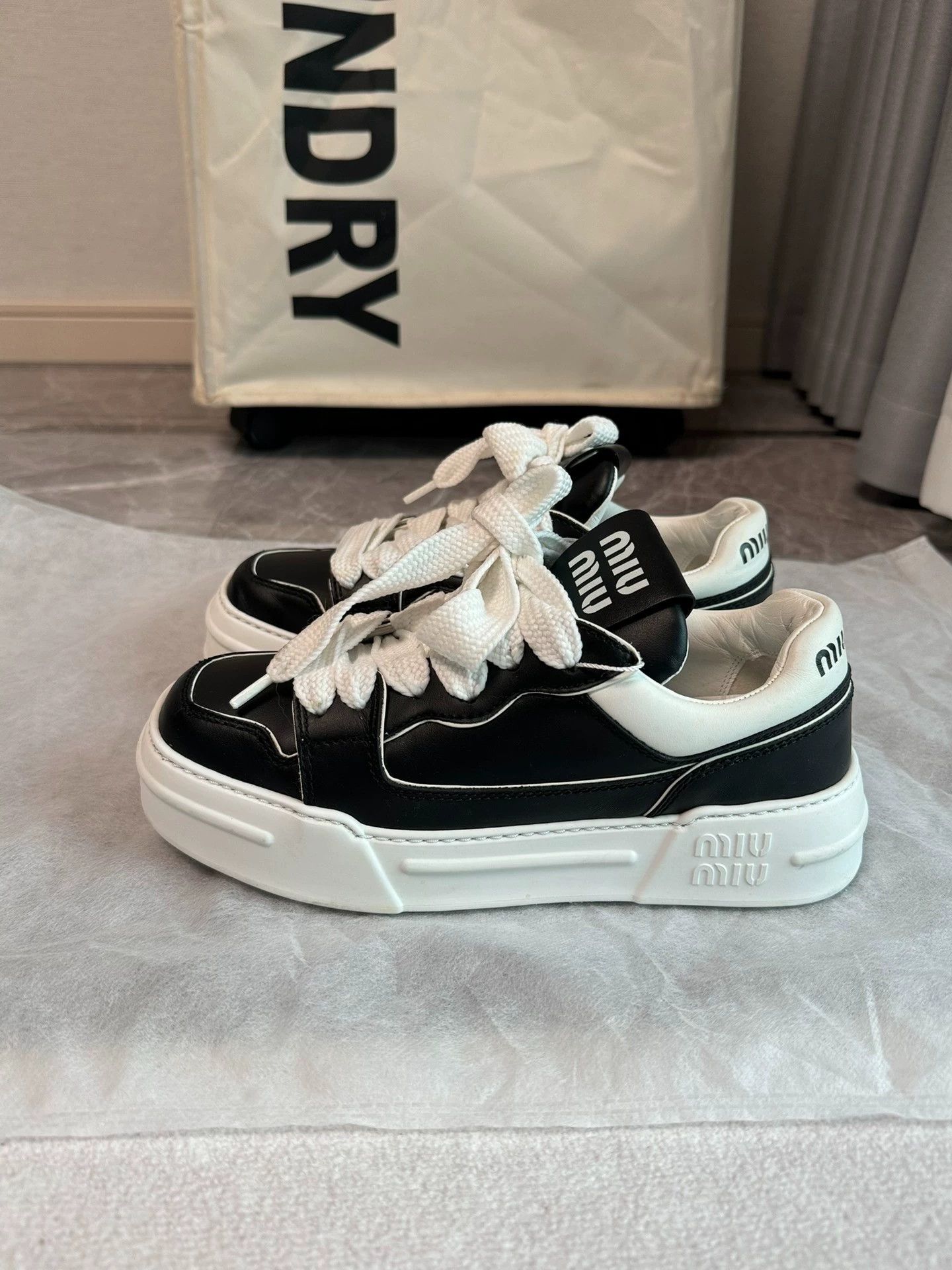 Miu Miu Miu Miu Black & White Panda Sneakers 95 New Size US 5.5 / IT 35.5 - 1 Thumbnail