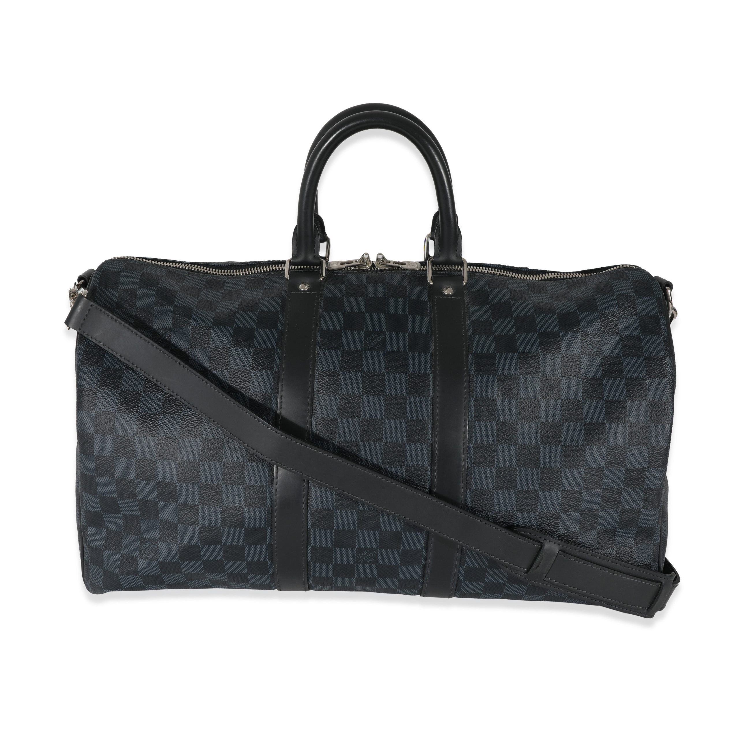 image of Louis Vuitton Damier Cobalt Canvas Keepall Bandouliere 45 in Blue, Women's