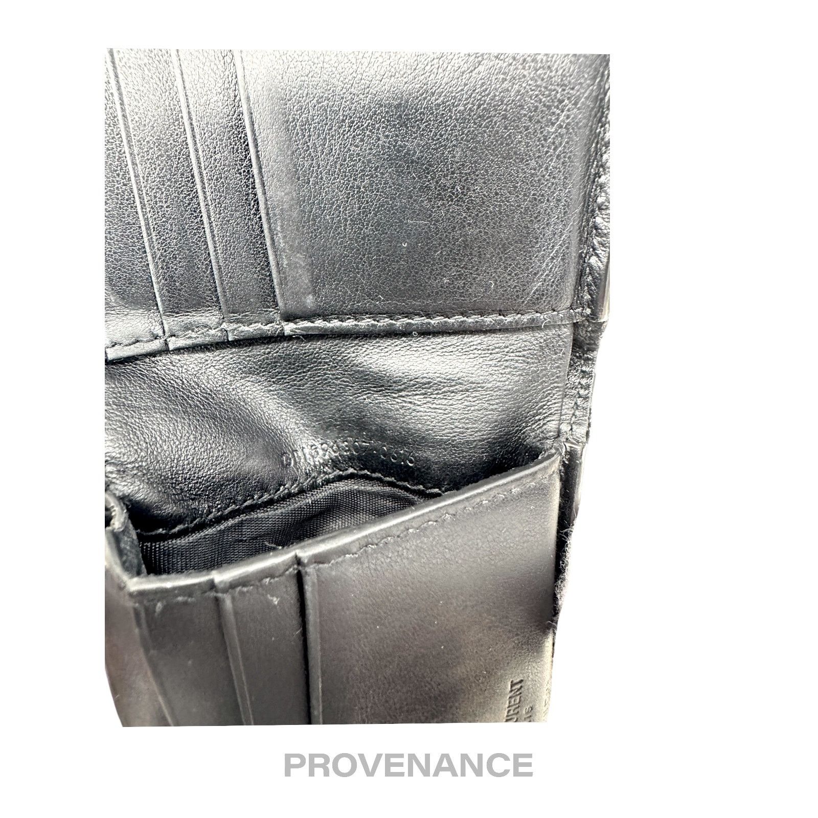 Saint Laurent Paris 🔴 Saint Laurent Paris SLP Logo Bifold Wallet - Black Size ONE SIZE - 10 Thumbnail