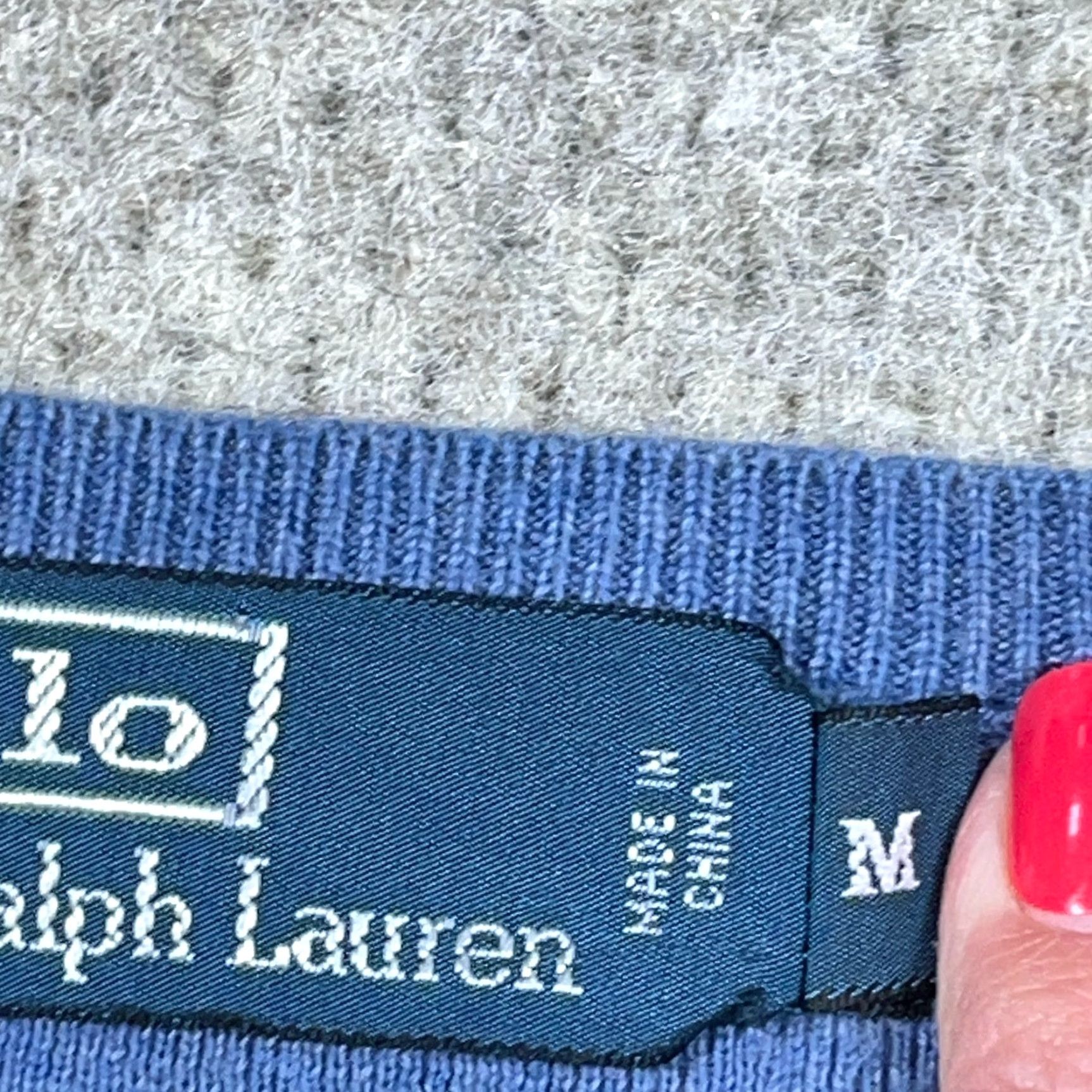 Polo Ralph Lauren Polo Ralph Lauren Sweater Men Medium Blue Red Pony Pima Cotton V-Neck Soft Adult Size US M / EU 48-50 / 2 - 6 Thumbnail
