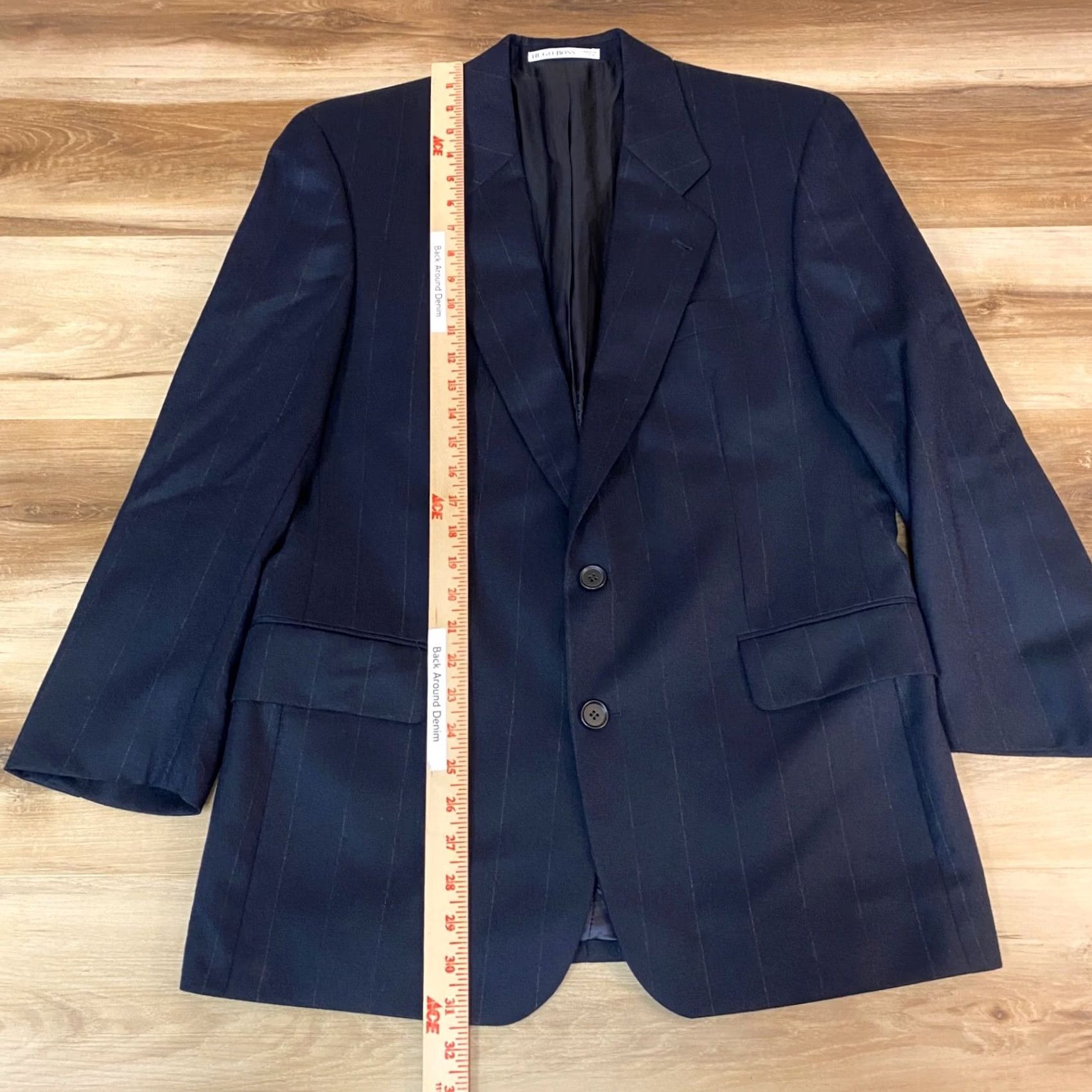 Hugo Boss VINTAGE Hugo Boss Blazer Mens 38R Navy Stripe Wool 2 Button Single-Breasted Notch Lapel Baseball? Size 38R - 6 Thumbnail
