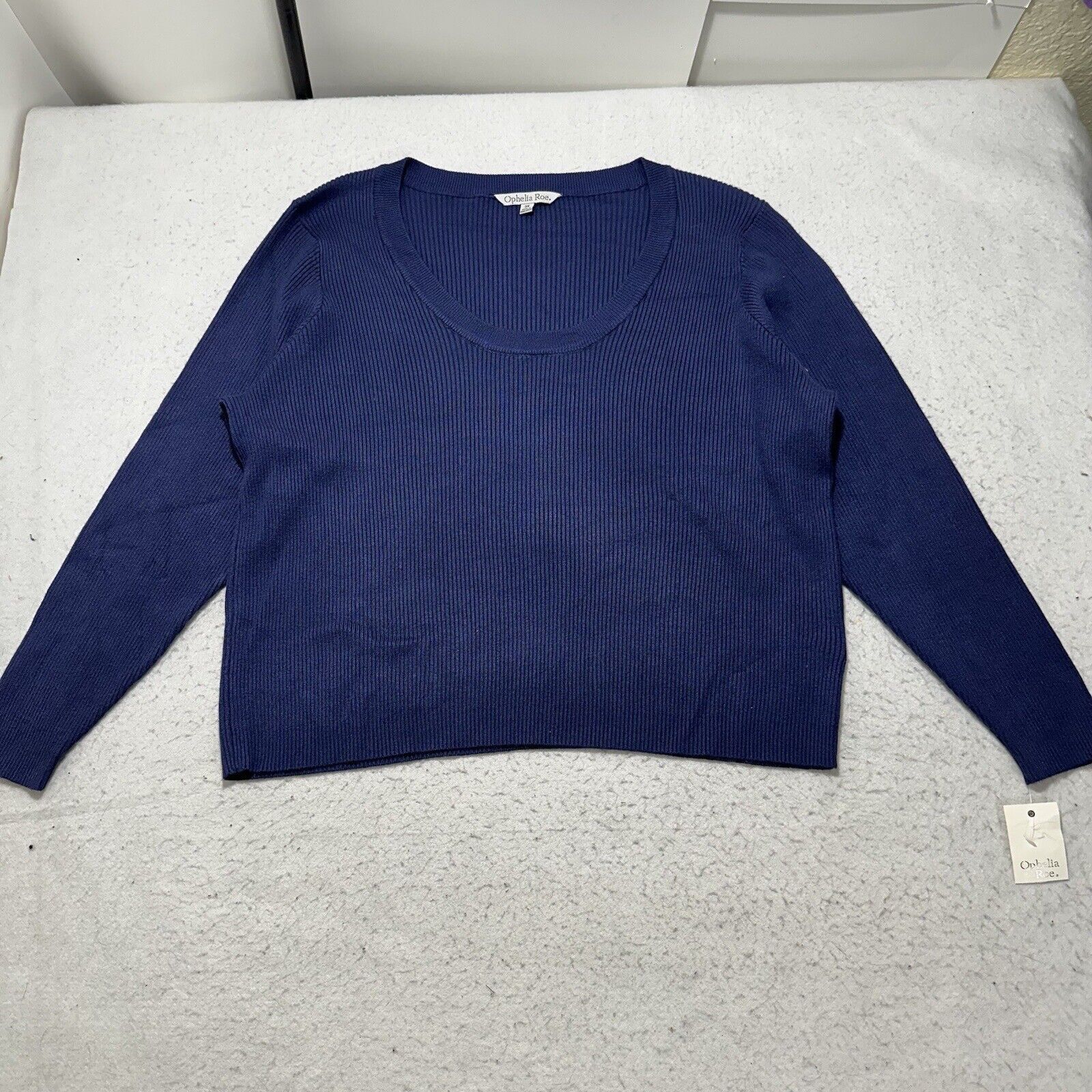 Other Ophelia Roe 3X Scoop Neck Ribbed Stretch Sweater Navy Size 3XL / US 20-22 - 1 Thumbnail
