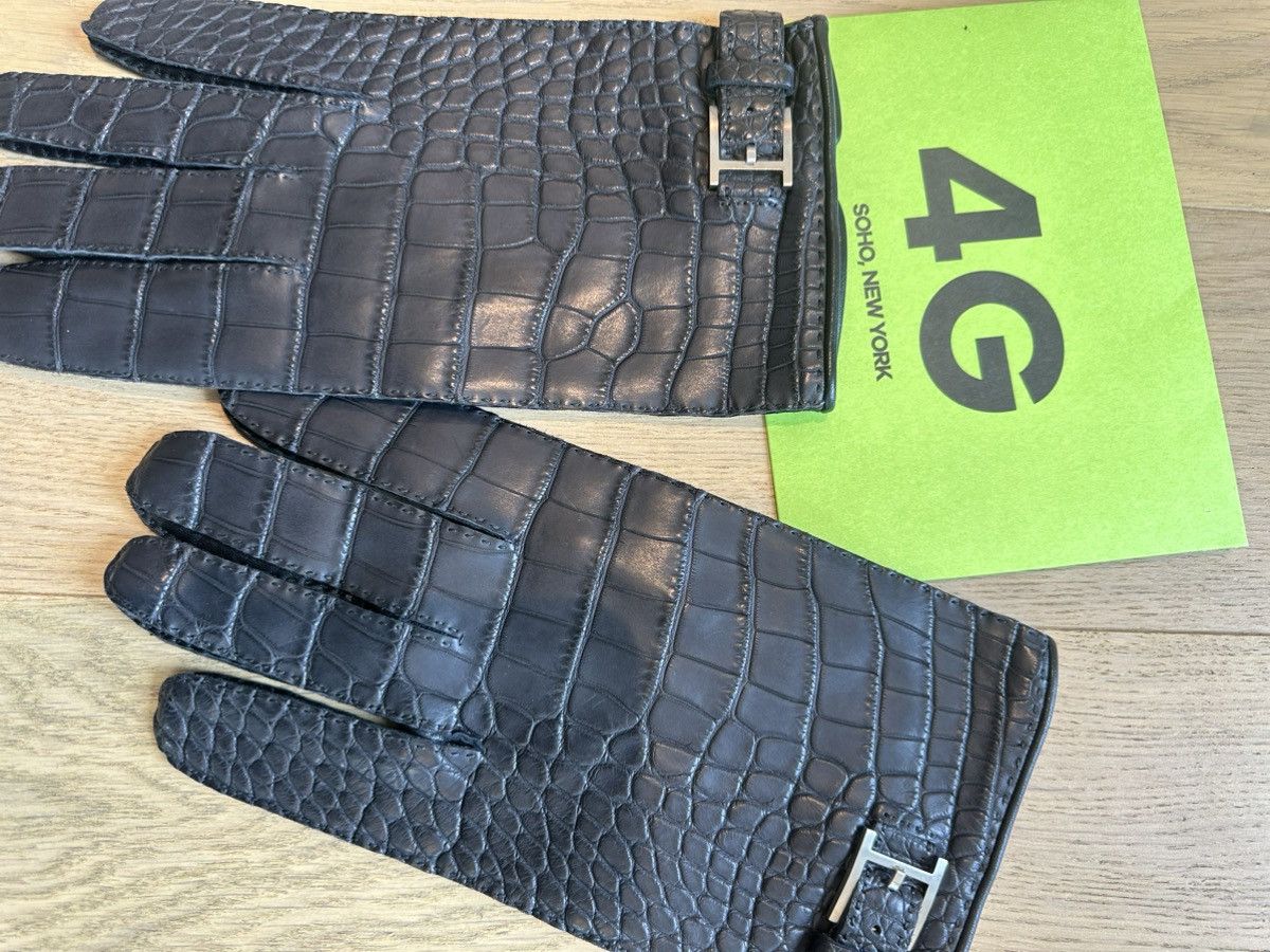 Hermes HERMES CROC ALLIGATOR BLACK XL GLOVES NEW Size ONE SIZE - 4 Thumbnail