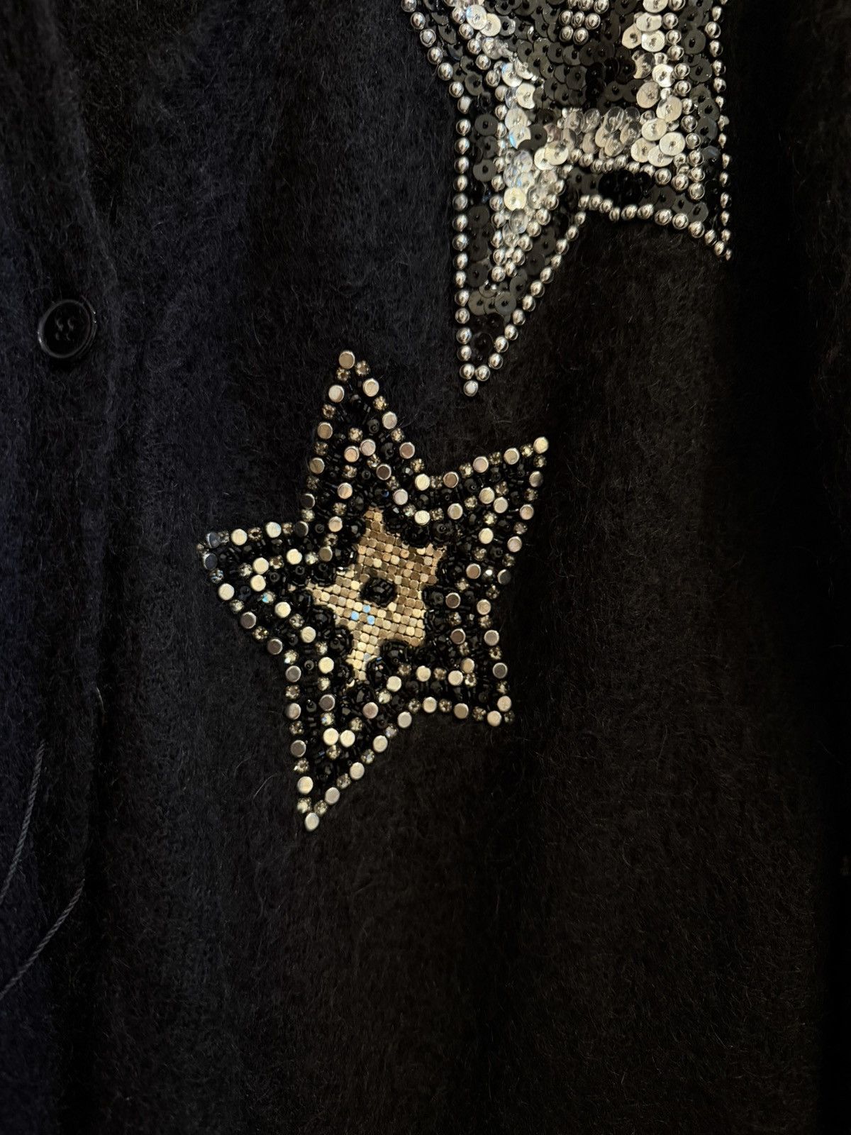 Saint Laurent Paris Saint Laurent Stars Embroidered Black Mohair Cardigan Size US XS / EU 42 / 0 - 5 Thumbnail
