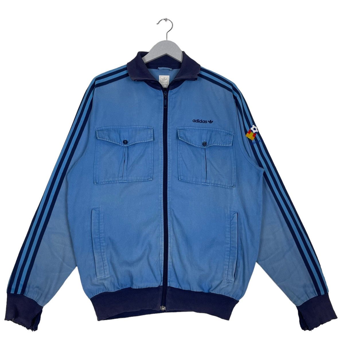Adidas × Vintage 💥ADIDAS TRAINER BLUE STRIPE DOUBLE POCKET Size US L / EU 52-54 / 3 - 1 Thumbnail