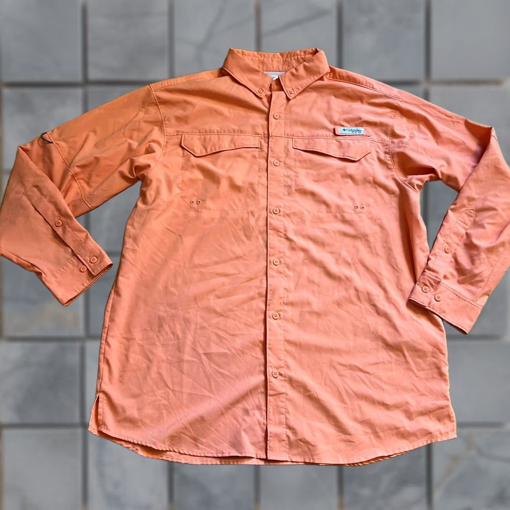 Vintage Columbia PFG Fishing Shirt Mens Large Orange Button Up Long Sleeve Size US L / EU 52-54 / 3 - 1 Thumbnail