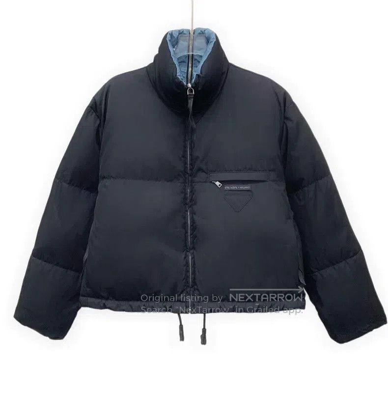 Prada Prada Black triangle stand-up collar zipper long-sleeved d Size S / US 4 / IT 40 - 1 Thumbnail