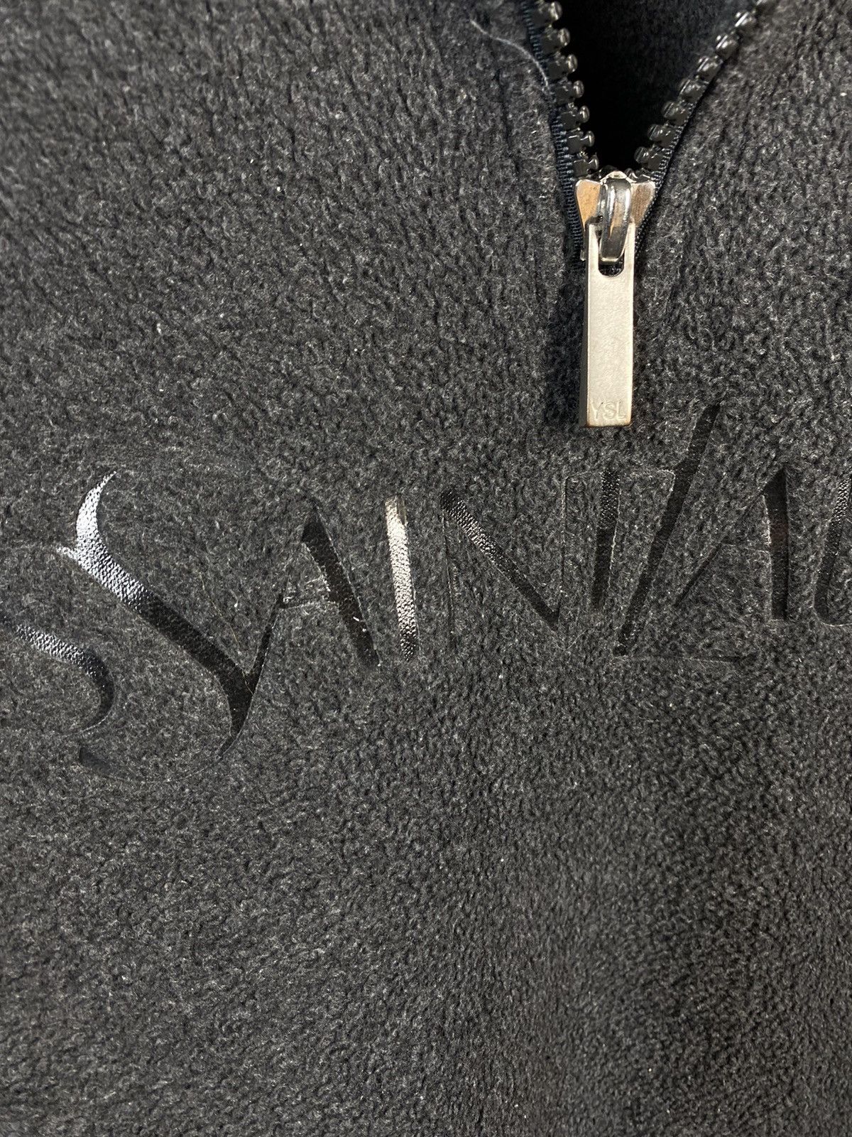 Yves Saint Laurent Fleece YSL Sweatshirt 1/4 Zip Big Logo Grey YSL Sweater Size US XL / EU 56 / 4 - 10 Thumbnail