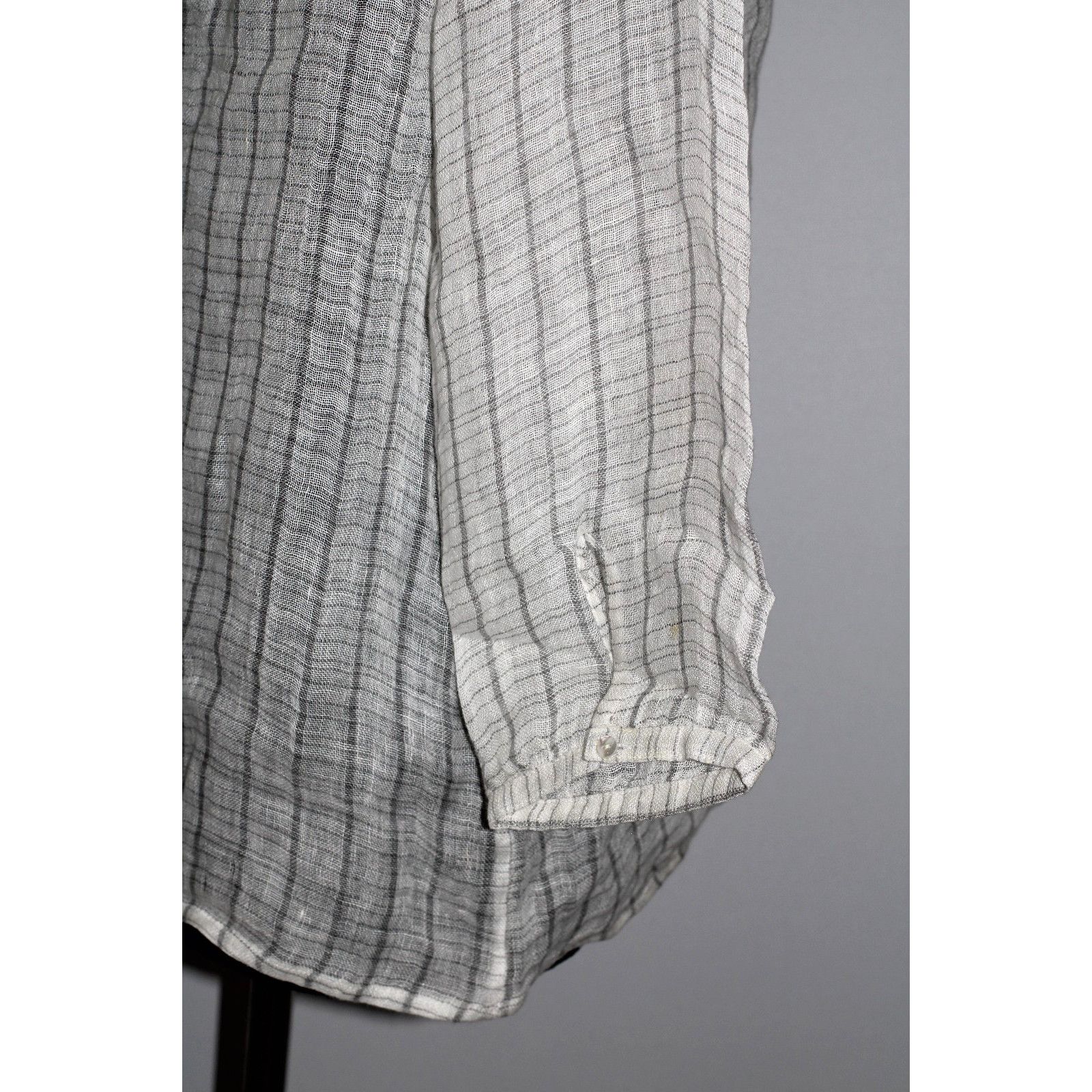 Eileen Fisher New EILEEN FISHER Pewter Linen Gauze Top Tie Neck Blouse M Size M / US 6-8 / IT 42-44 - 5 Thumbnail