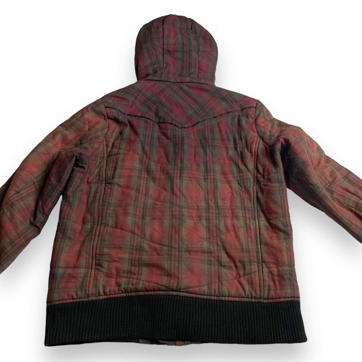 If Six Was Nine × Japanese Brand × Le Grande Bleu (L.G.B.) 🇯🇵 SUN FADED RUSH HOUR TARTAN FUR HOODIE FULL ZIP JACKET Size US L / EU 52-54 / 3 - 10 Thumbnail