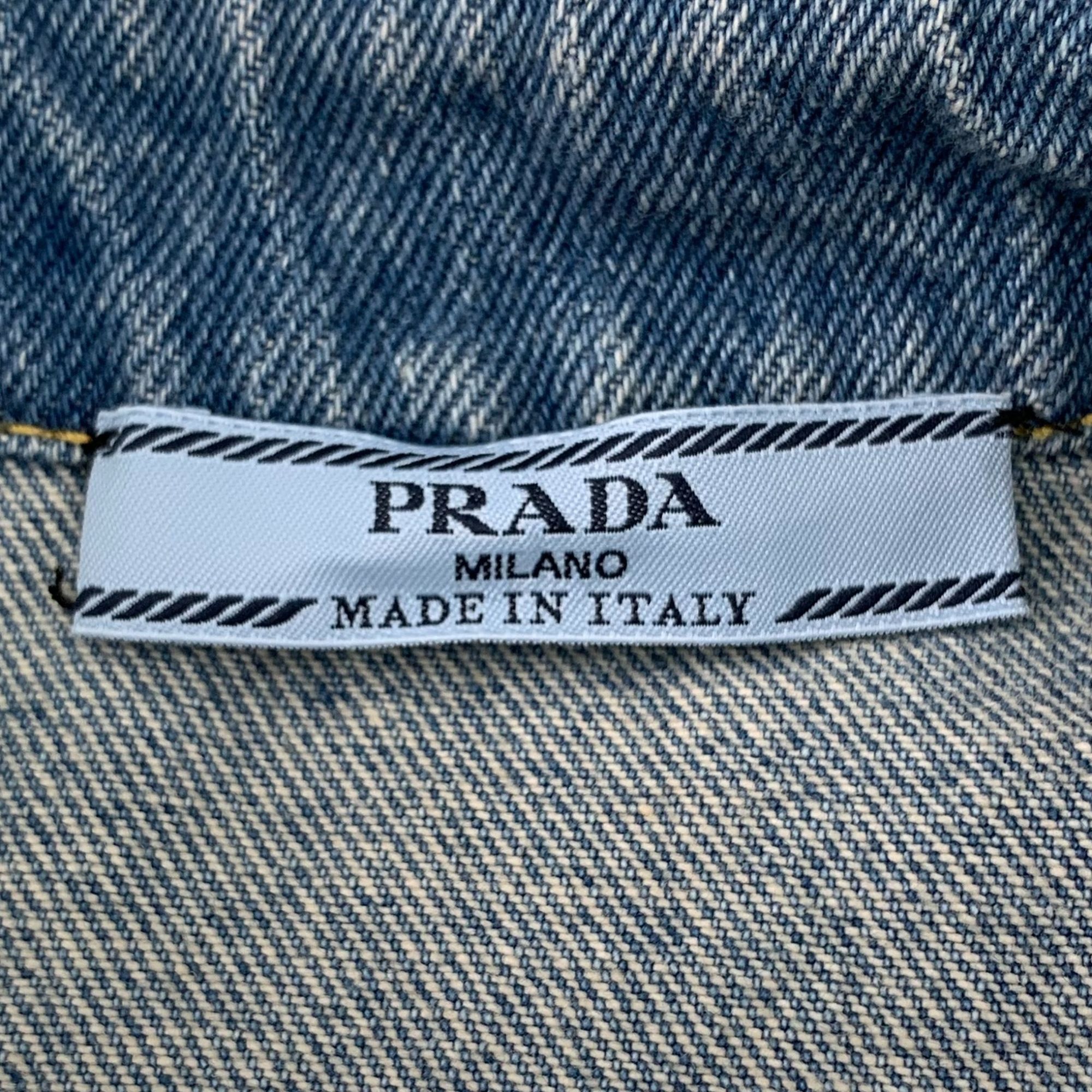 Prada Prada Womens Short-Sleeve Denim Button-Up Shirt With Chest P Size XS / US 0-2 / IT 36-38 - 6 Thumbnail