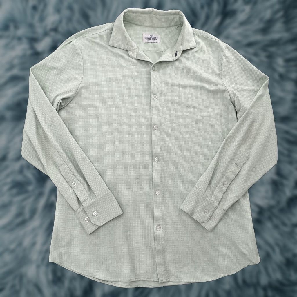 Mizzen+Main Mizzen+Main Shirt Adult XL Mint Green Button-Up Stretch Trim Fit American Made Size US XL / EU 56 / 4 - 1 Thumbnail