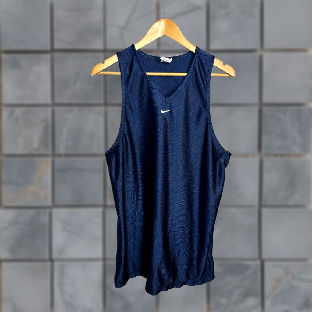 Nike VINTAGE Nike Blue Satin Dazzle Shimmer Jersey Tank Large USA 90’s Basketball Mens Size US L / EU 52-54 / 3 - 1 Thumbnail