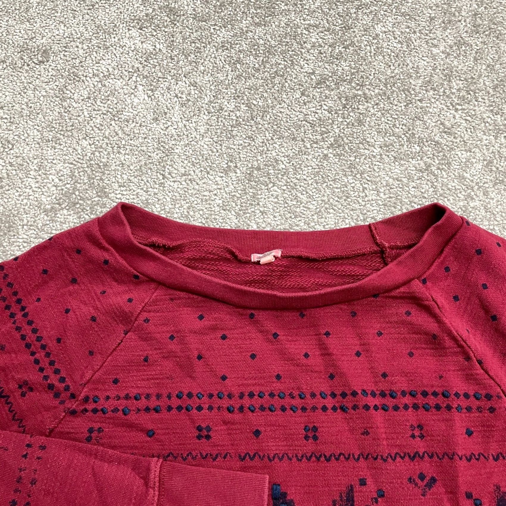 J.Crew J.CREW Pullover Sweatshirt Womens S Geometric Red Holiday Christmas 90s Womens Size S / US 4 / IT 40 - 3 Thumbnail