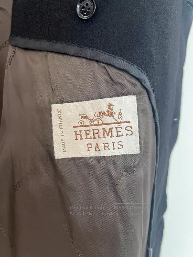 Hermes Hermes Balmain Men's Long Wool Coat, Classic Black, Notche Size US XL / EU 56 / 4 - 6 Thumbnail