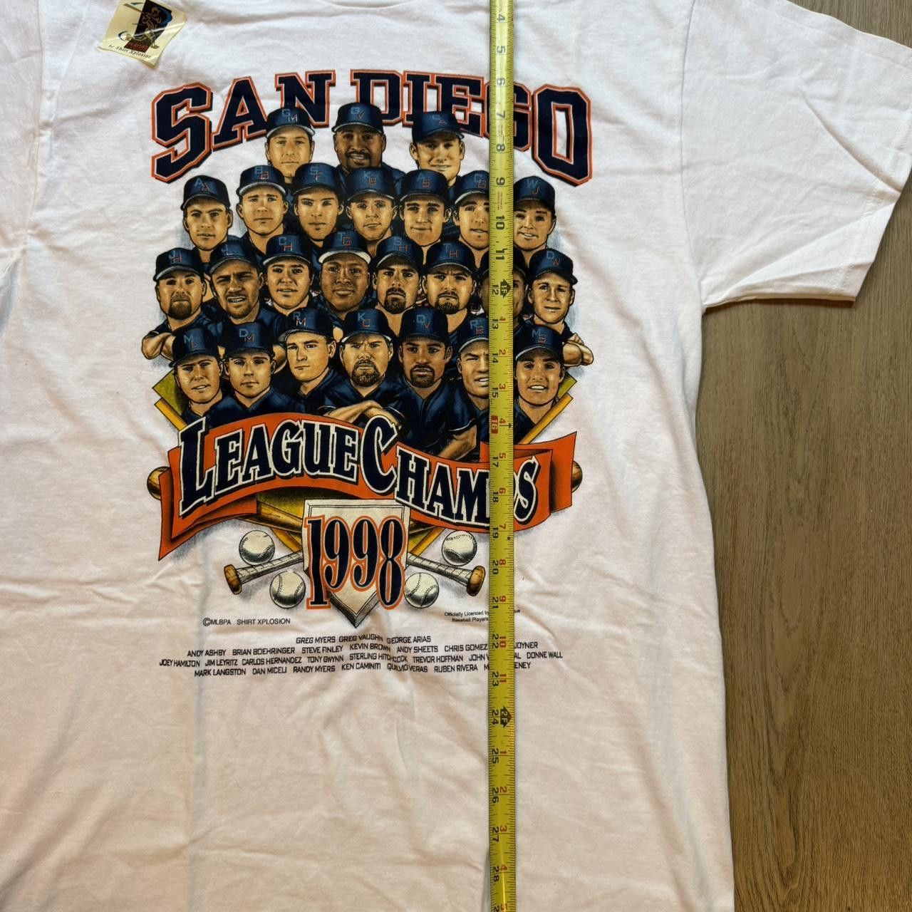MLB San Diego League Champs 1998 Baseball T Shirt L White Size US L / EU 52-54 / 3 - 5 Thumbnail