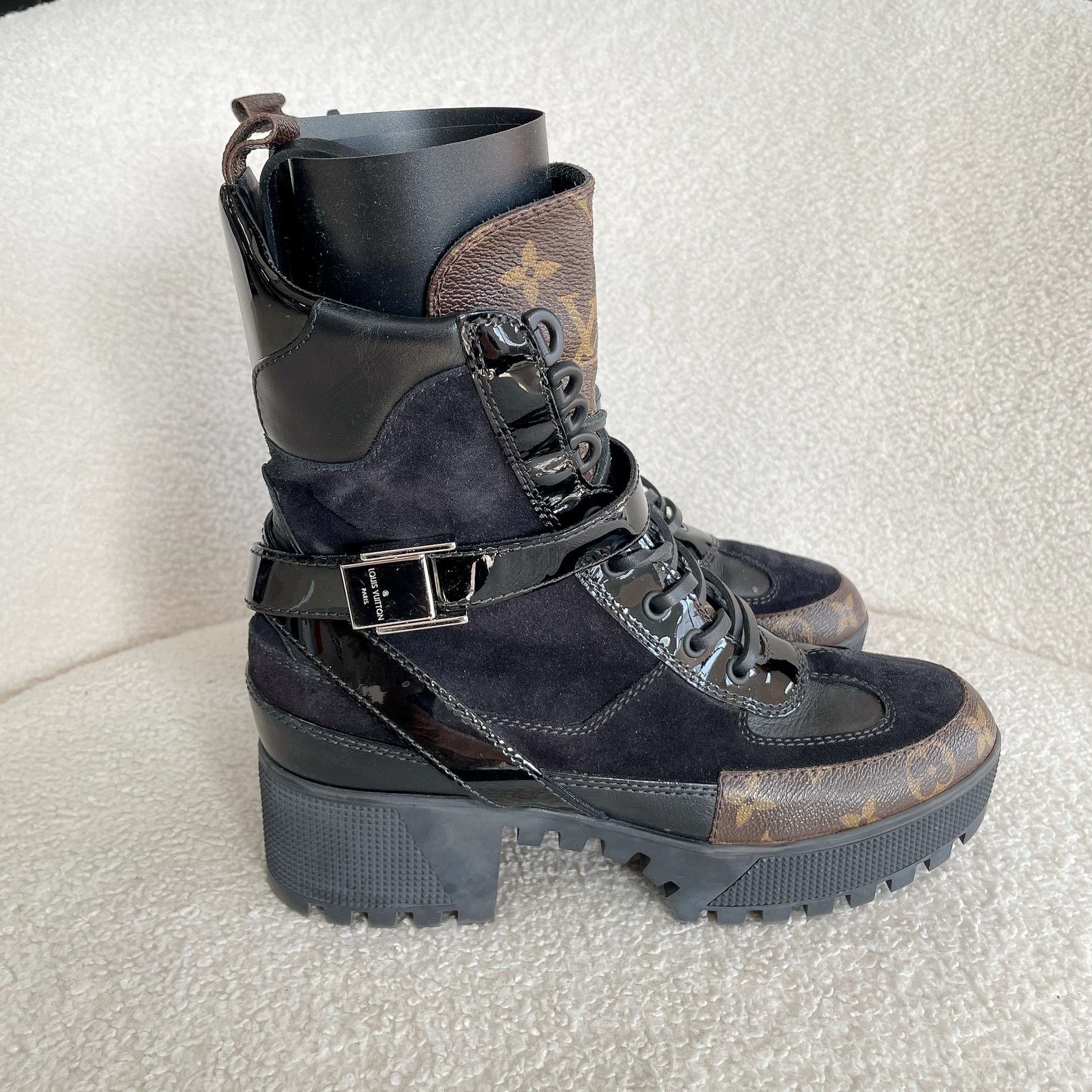 Louis Vuitton LV Monogram colorblocked suede martens boots 37.5 EU Size US 6.5 / IT 36.5 - 3 Thumbnail