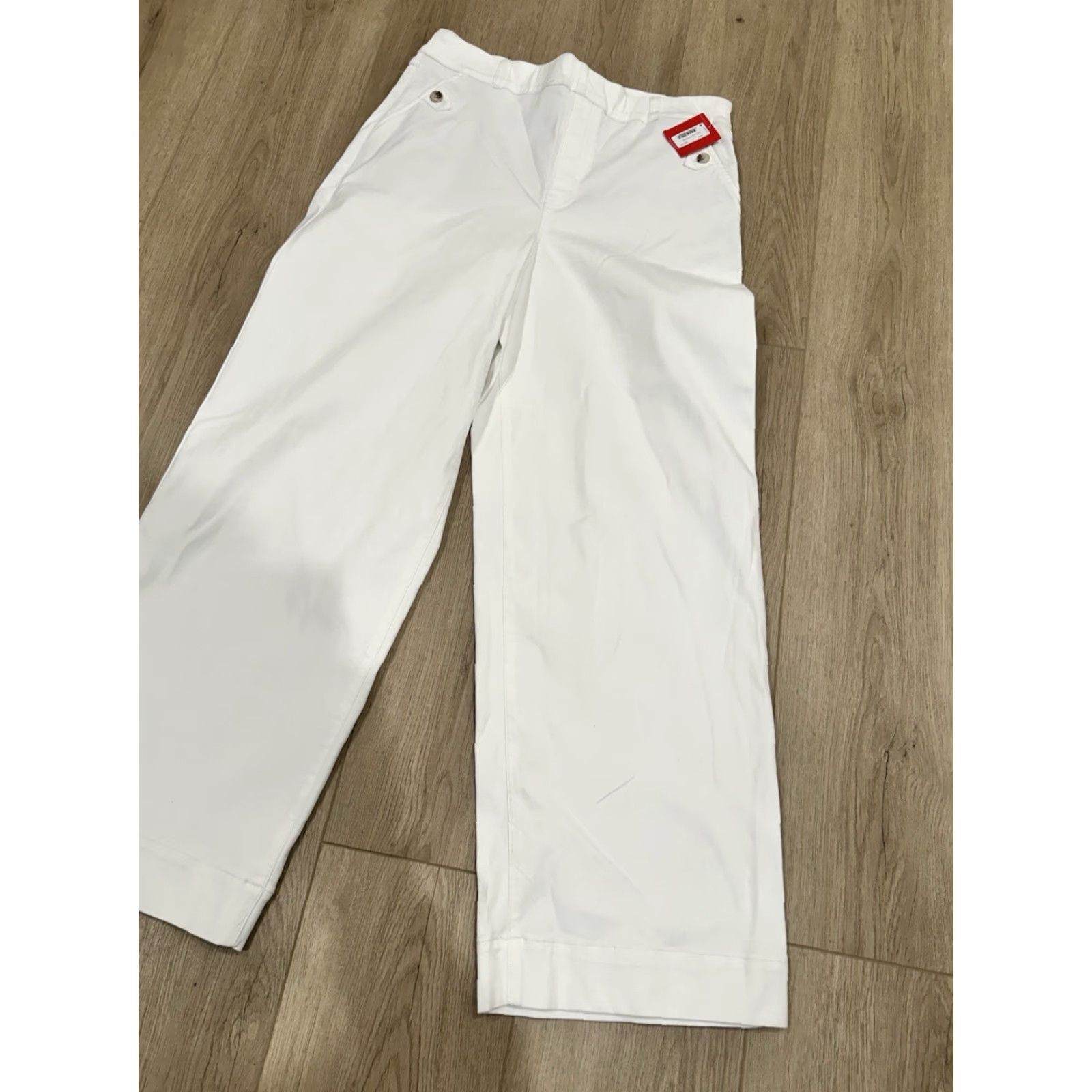 Spanx NWT Spanx Pants Cropped Wide-Leg Pull On Twill Cotton Blend XL Tall White Size 40" / US 18 - 2 Thumbnail
